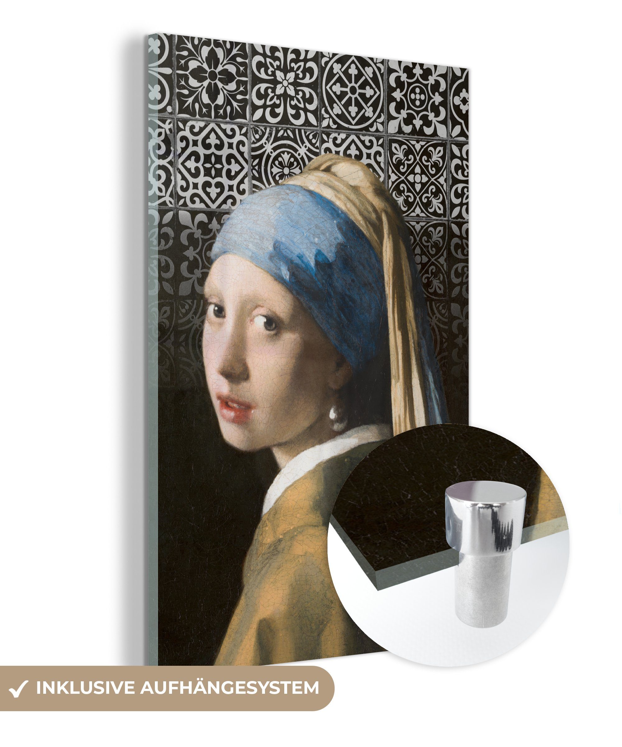 MuchoWow Acrylglasbild Mädchen mit Perlenohrring - Johannes Vermeer - Delfter Blau, (1 St), Glasbilder - Bilder auf Glas Wandbild - Foto auf Glas - Wanddekoration
