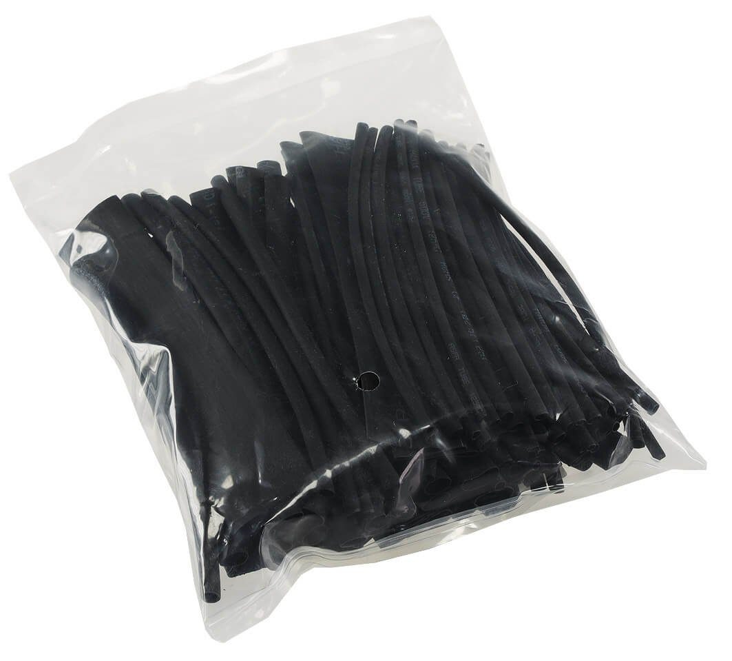 ChiliTec Wärmeschrumpfschlauch Schrumpfschlauch Set schwarz 200 teilig in Box mit Nachfüller