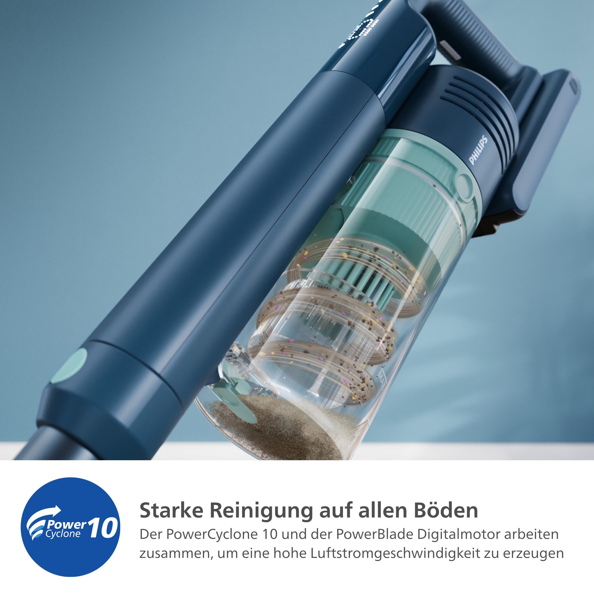 Philips Akku-Hand-und Stielstaubsauger XC5242/10 5000 Series „Teppichwunder“ mit Flexrohr, 50,4 W, beutellos, mit bis zu 60 Minuten Laufzeit und TriActive Multi – Bild 4 von 5