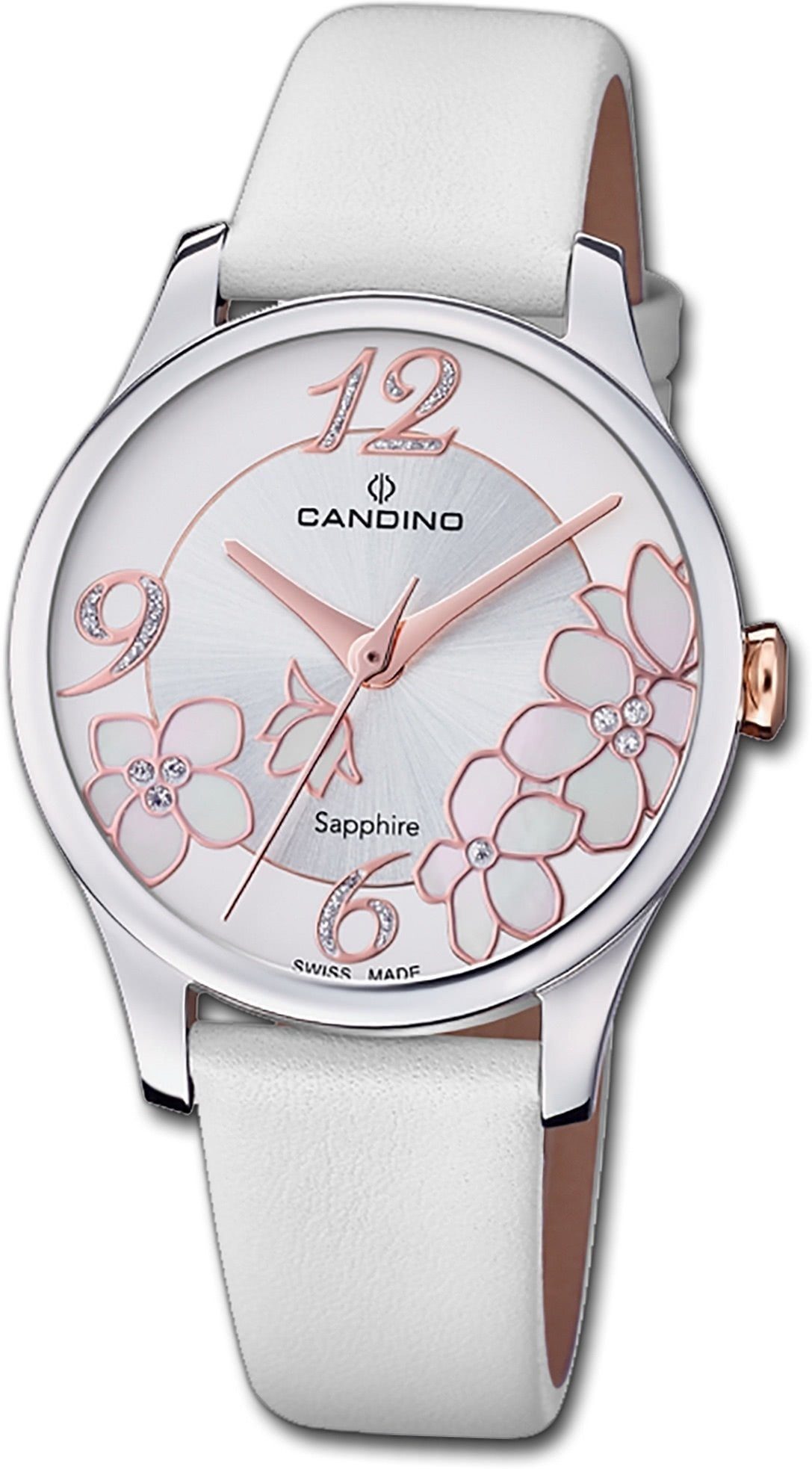 Candino Quarzuhr Candino Leder Damen Uhr C4720/1, Damenuhr mit Lederarmband, rundes Gehäuse, mittel (ca. 33,5mm), Fashio