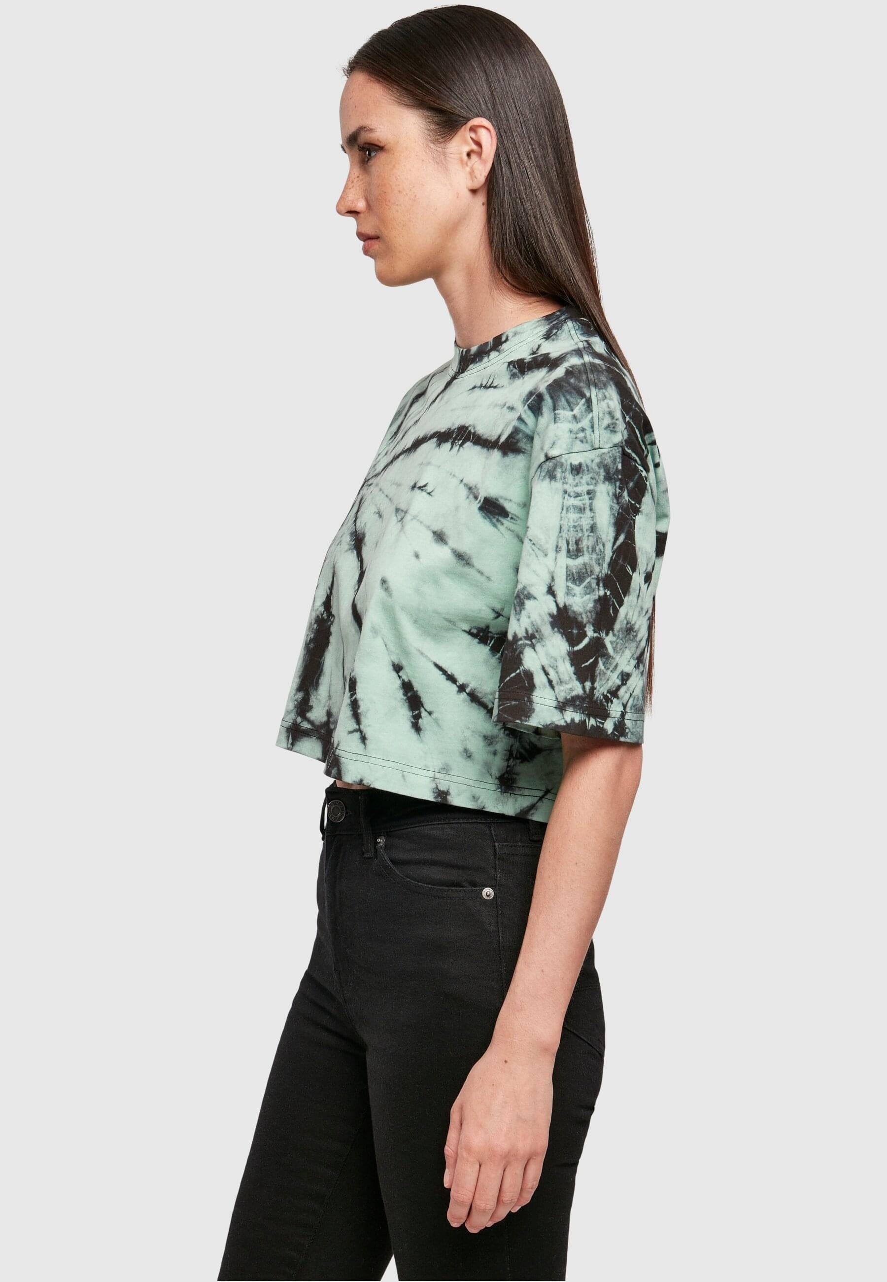 black/ghostgreen Ladies Damen URBAN Oversized Cropped CLASSICS Kurzarmshirt (1-tlg) Tie Tee Dye