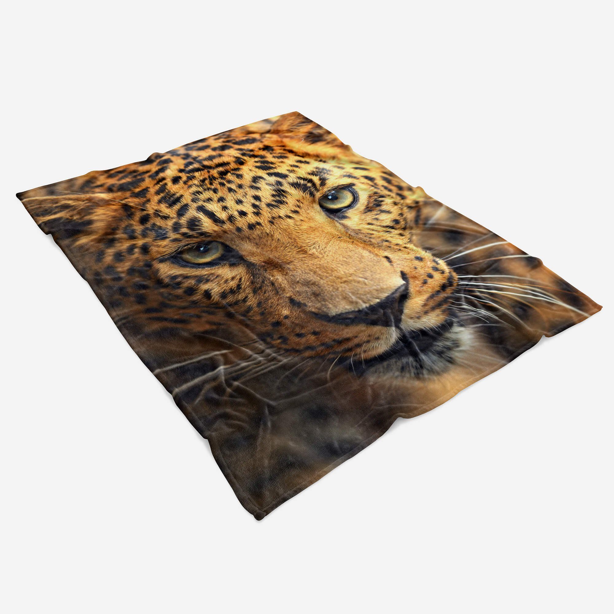 Sinus Art Handtücher Saunatuch Baumwolle-Polyester-Mix Raubkatze, Strandhandtuch Jaguar Handtuch (1-St), Kuscheldecke Tiermotiv Handtuch mit