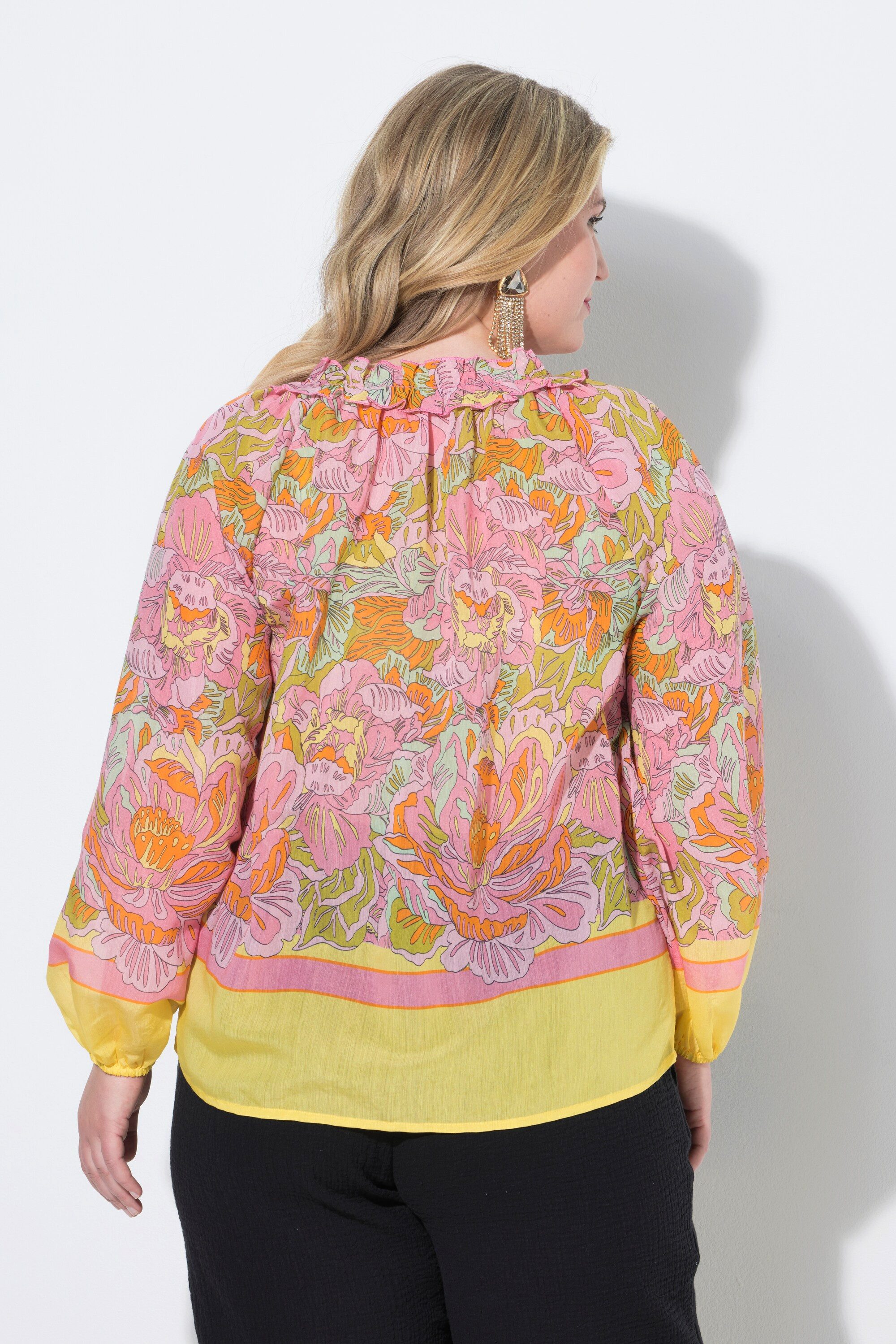 MIAMODA Longbluse Bluse bequeme Passform Muster Bordüren