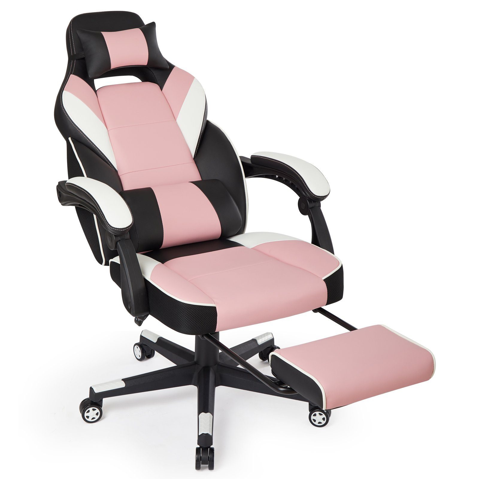Hoher und rosa Fußstützen WM Heart Intimate Rückenlehne mit Gaming-Stuhl
