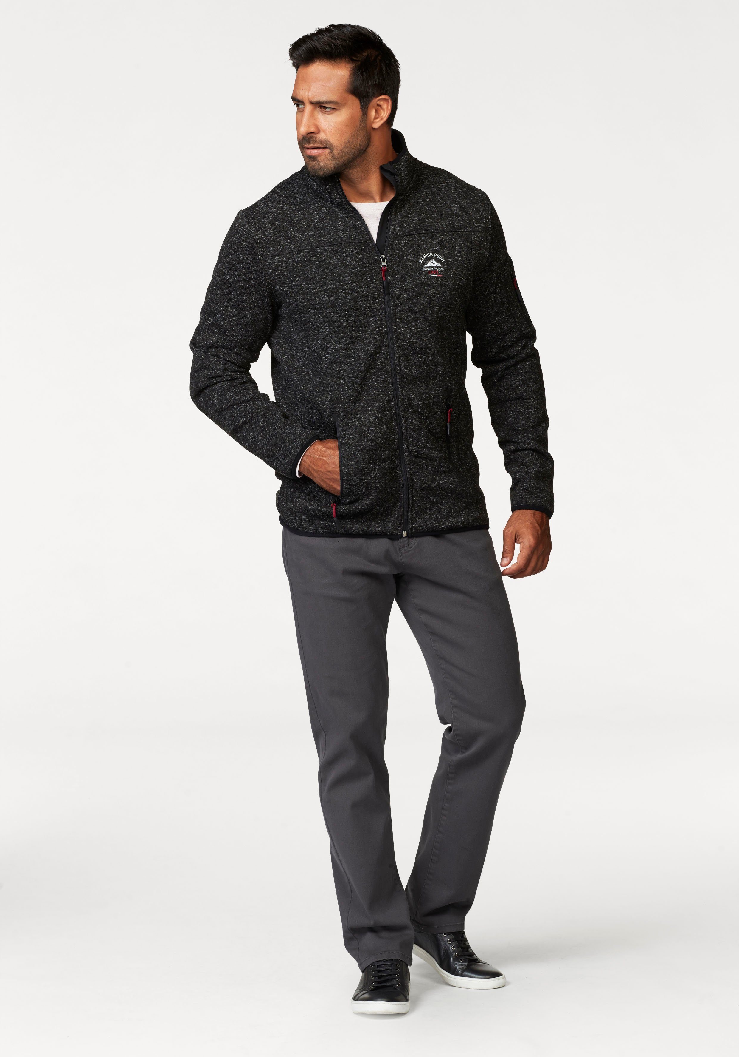 Man's World Strickfleecejacke (1-St) mit durchgehendem Reißverschluss, normale Passform