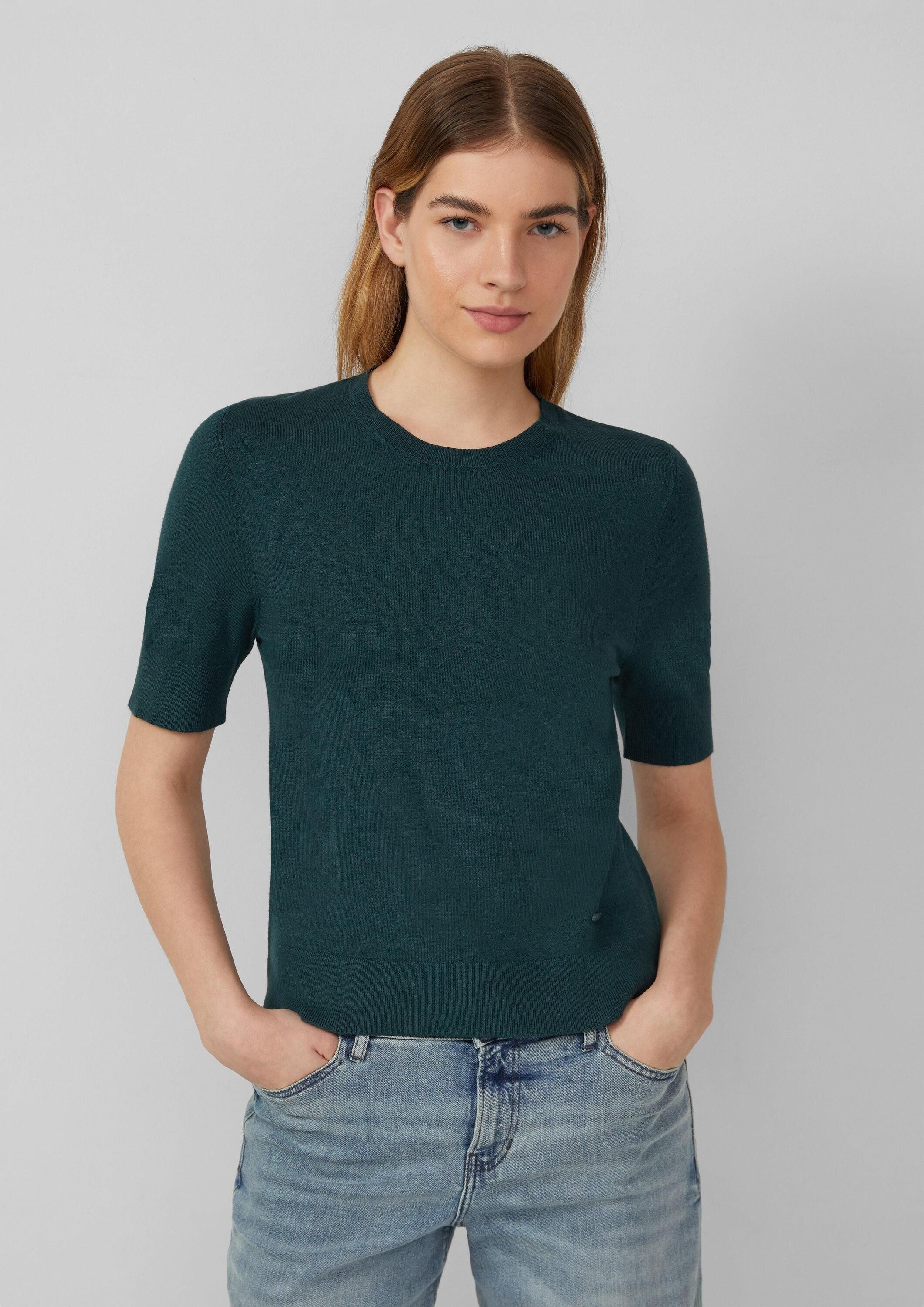 s.Oliver Kurzarmpullover Strickpullover Kurzärmeliger Strickpullover mit Ri günstig online kaufen