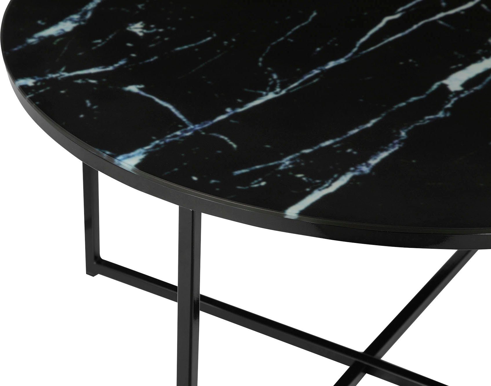 SalesFever Couchtisch, Tischplatte | Marmoroptik in Schwarz | Schwarz/schwarz Schwarz