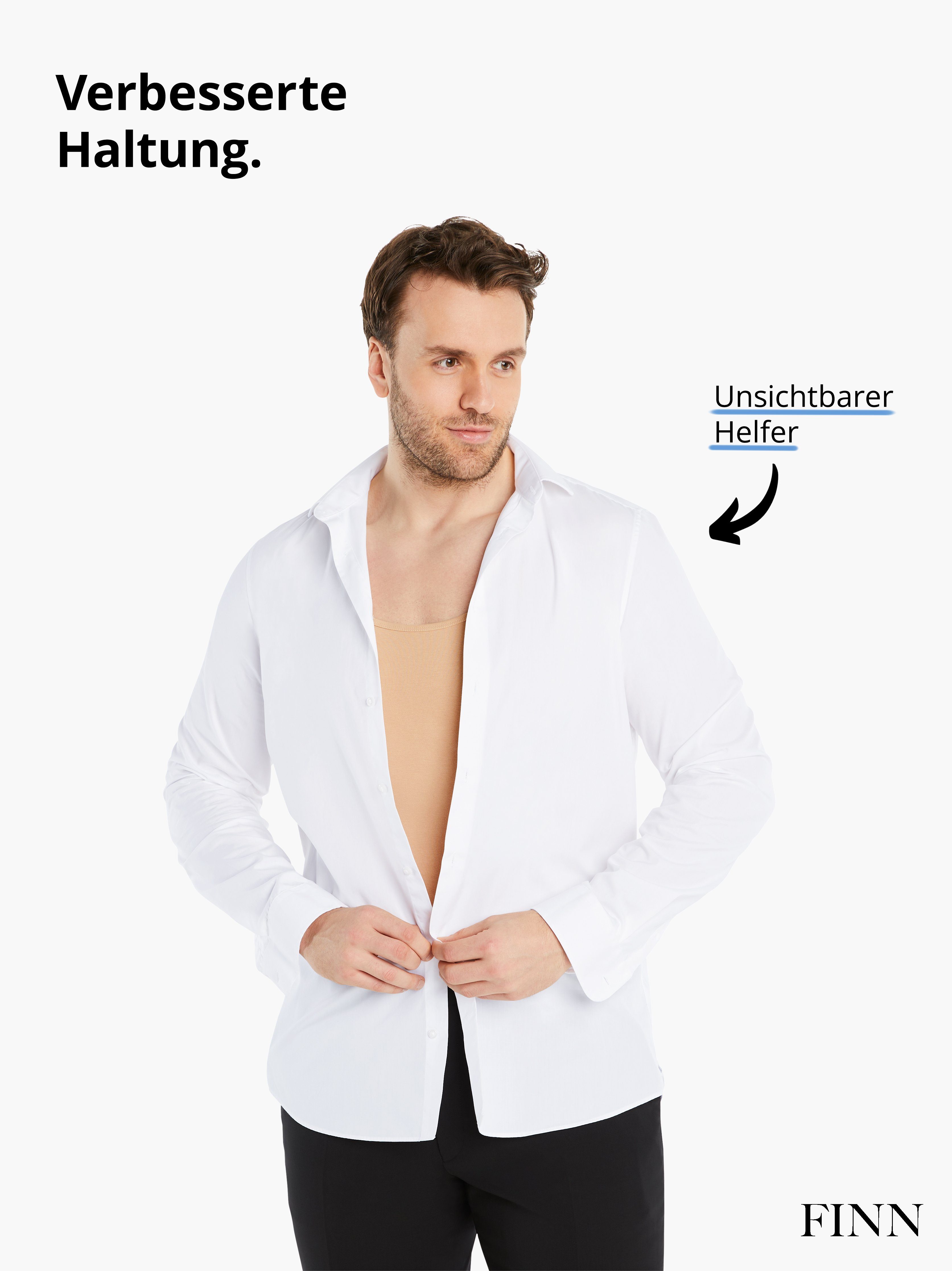 FINN Design Shapinghemd Kompression, eine Ärmellos light Shapewear Kleidergröße starke beige weniger extra Kompressions-Unterhemd Herren