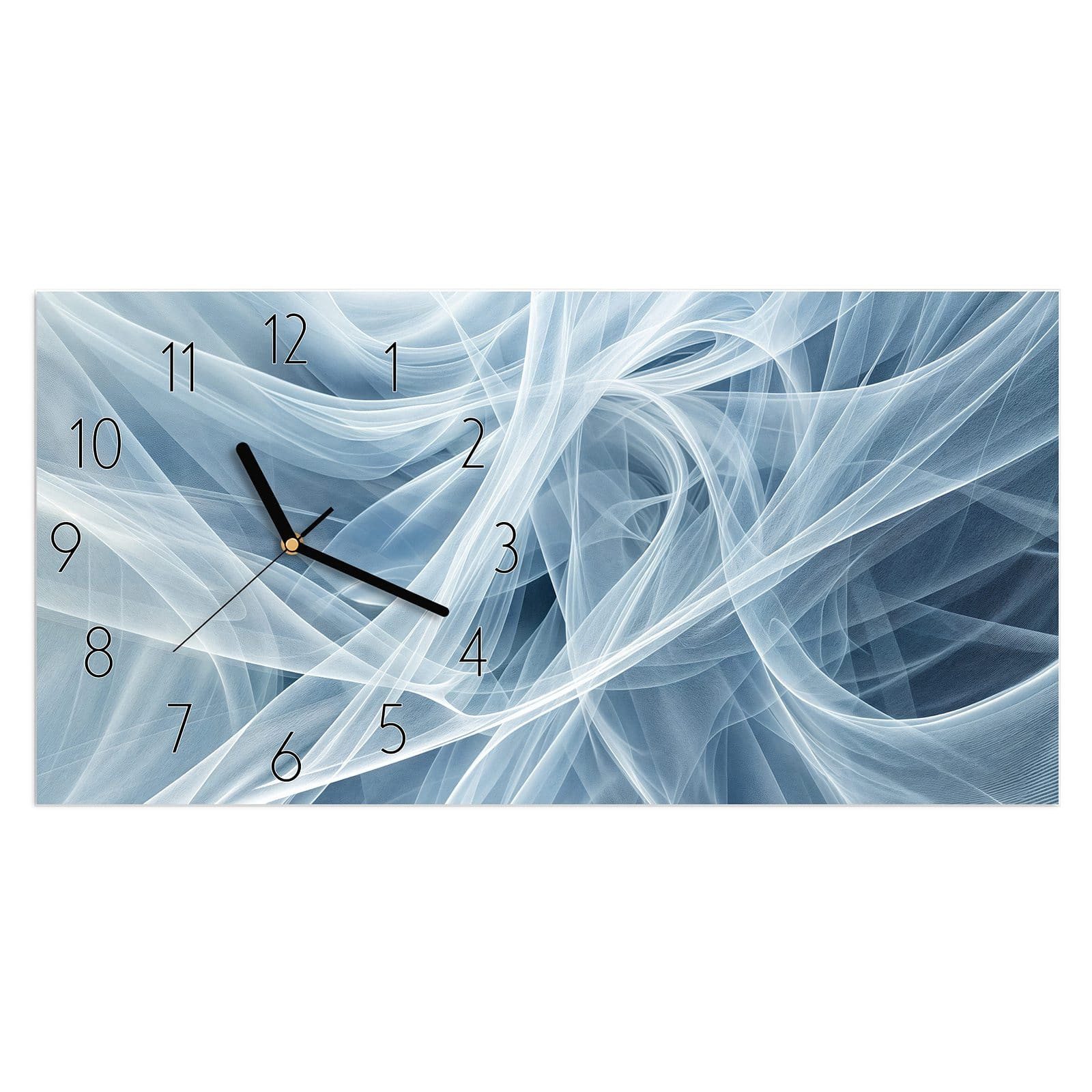 Primedeco Wanduhr Glasuhr Wandkunst Größe 60 x 30 cm mit Motiv Transparente Schleier