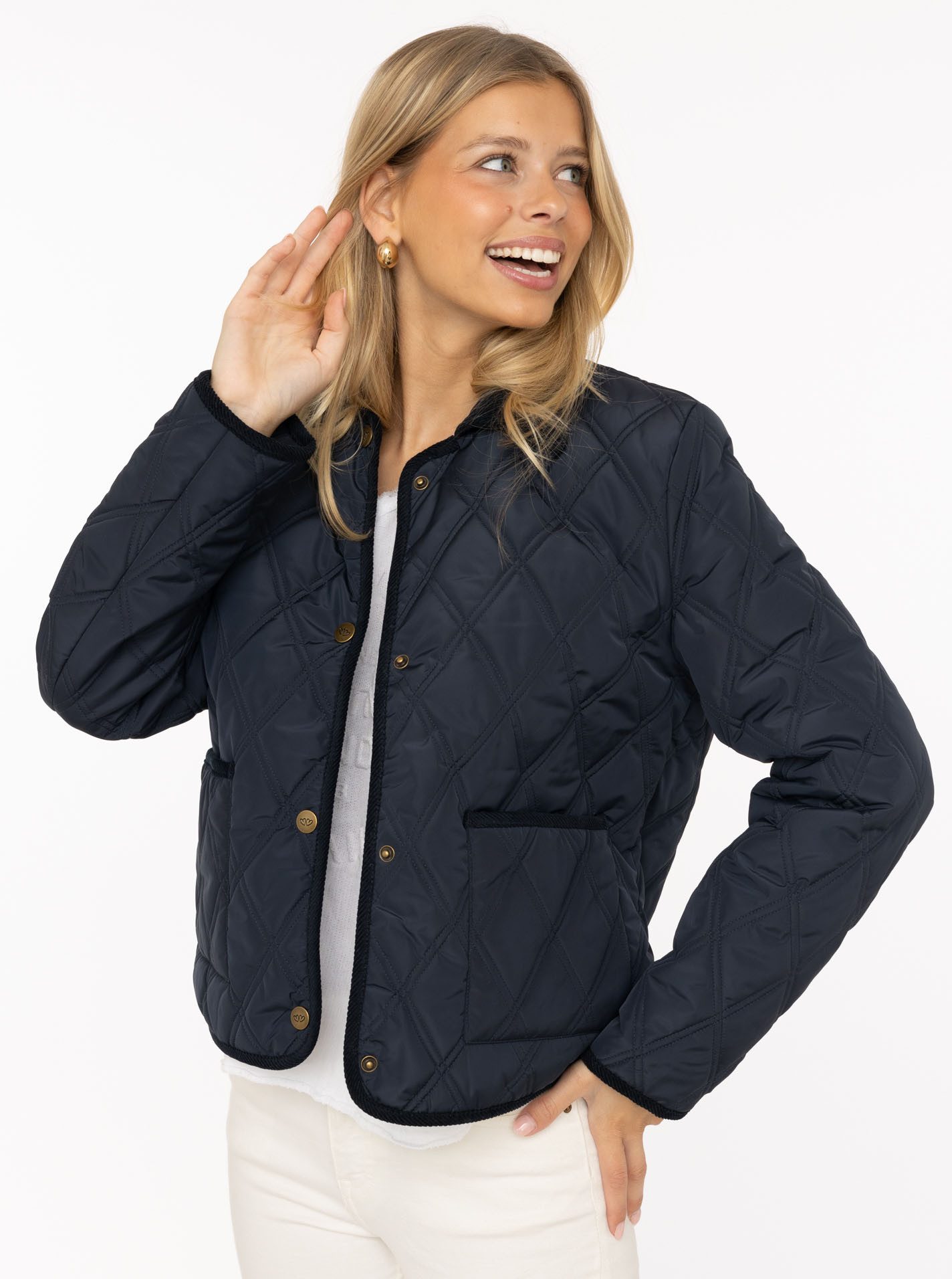 Zwillingsherz Steppjacke "Classic" Kordkragen, Knopfleiste und Taschen