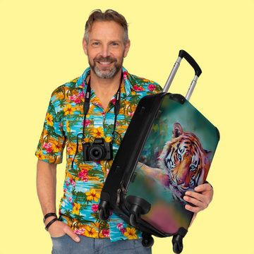 NoBoringSuitcases.com© Koffer Tiger - Ölfarbe - Tiere - Kunst 67x43x25cm, 4 Rollen, Mittelgroßer Koffer für Erwachsene, Reisekoffer