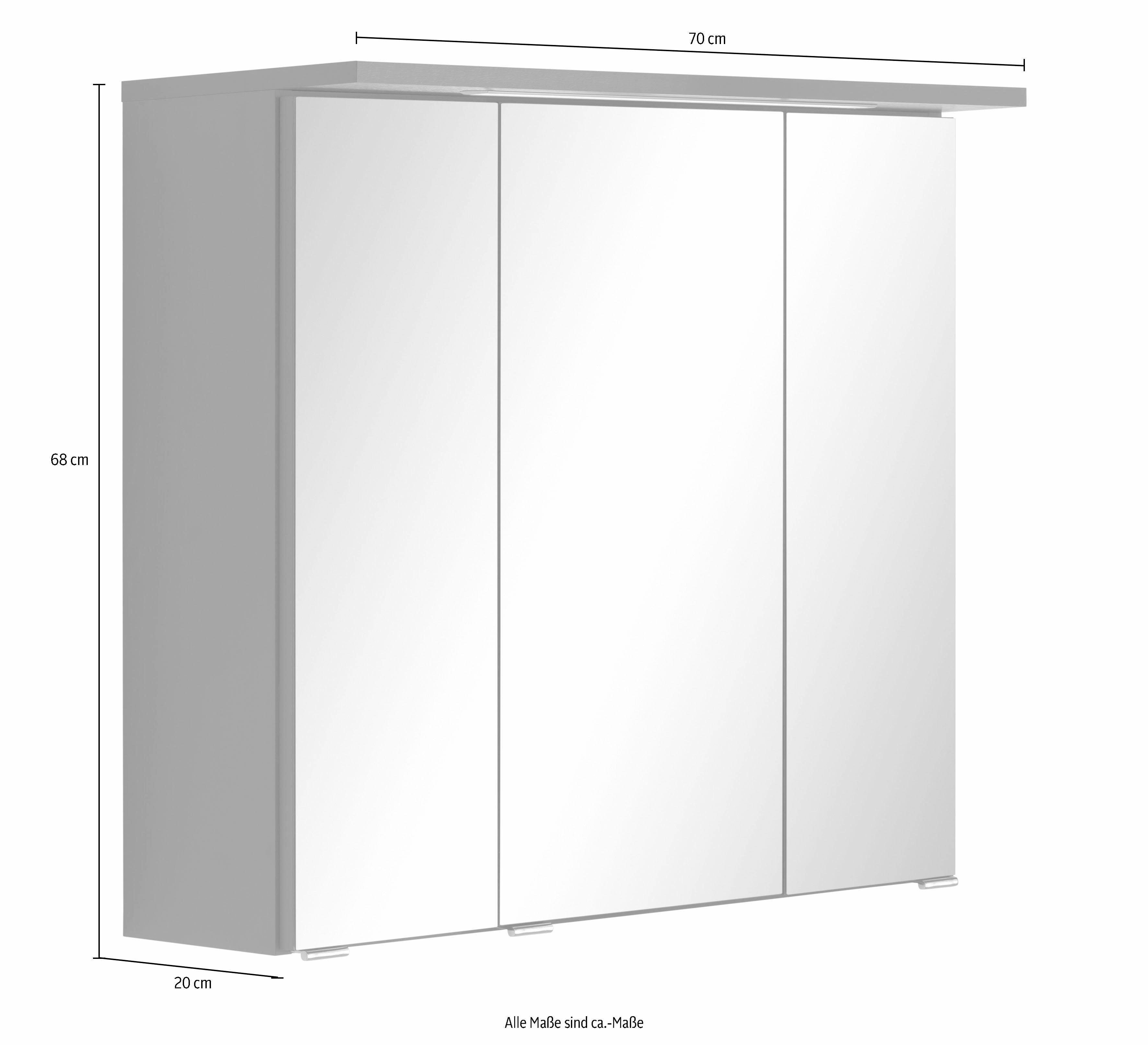 70 cm grafitgrau HELD Spiegelschrank | Breite Ravenna MÖBEL graphit