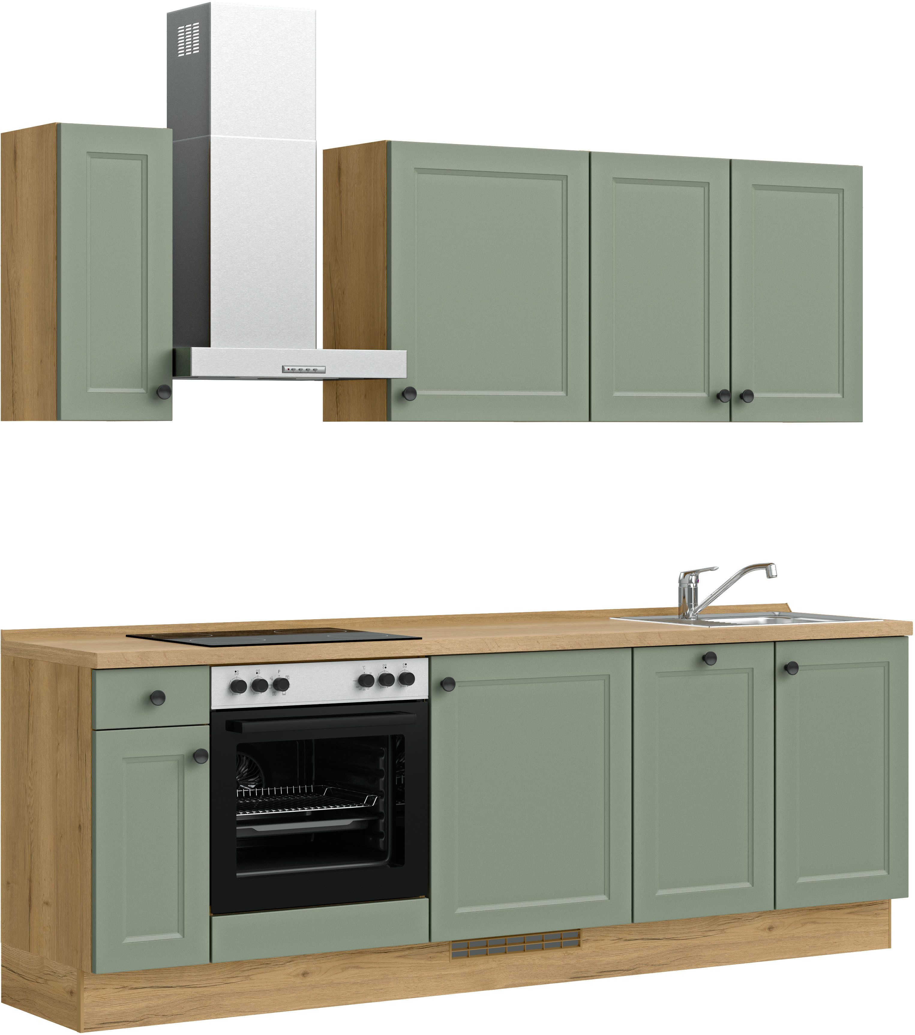nobilia® Küche "Cascada I", NEU: individuell anpassbar mit gratis Profi-Beratung, vormontiert, Breite 240 cm, Ausrichtung wählbar, wahlw. mit E-Geräten