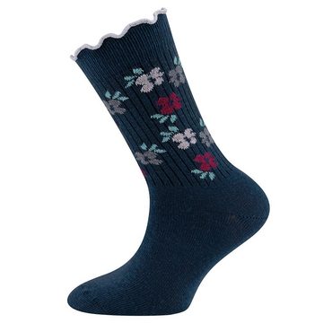 Ewers Socken Socken Blümchen/Rüsche (3-Paar)