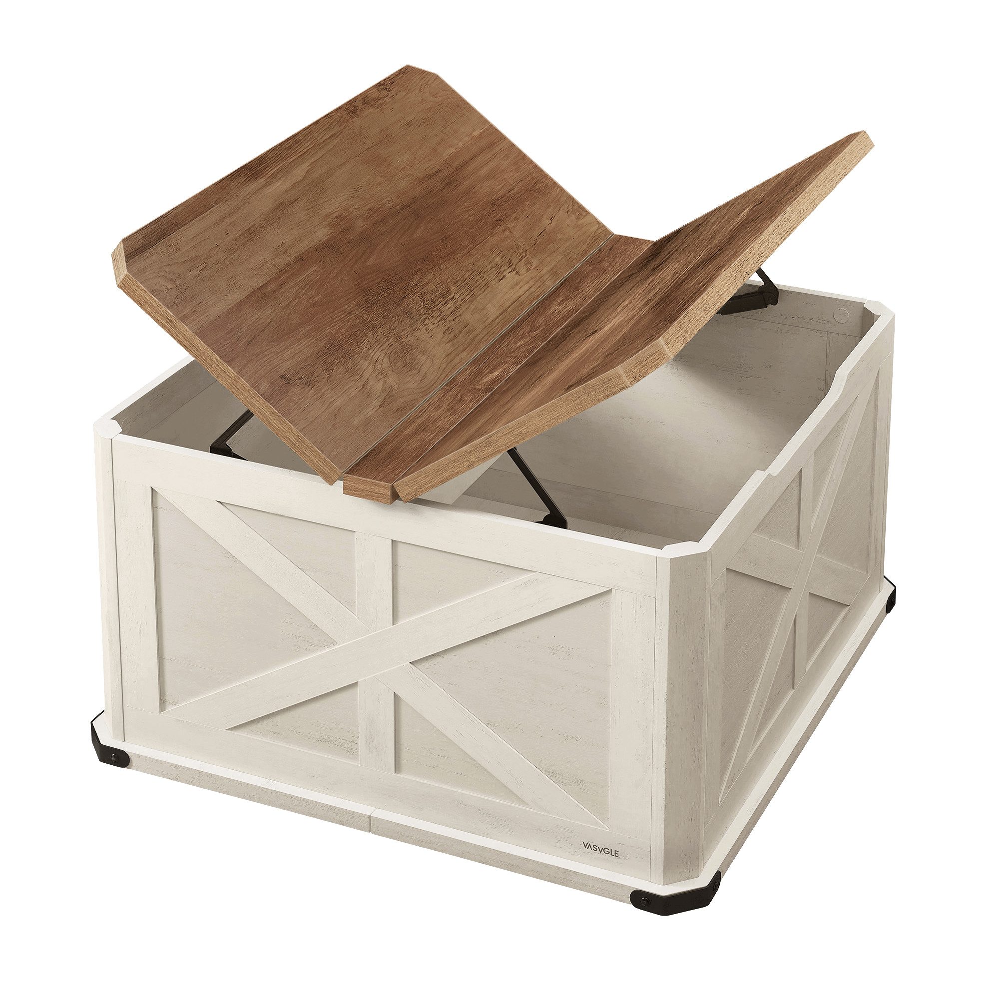 VASAGLE Couchtisch, multifunktional, viel Stauraum, klappbar, Landhausstil