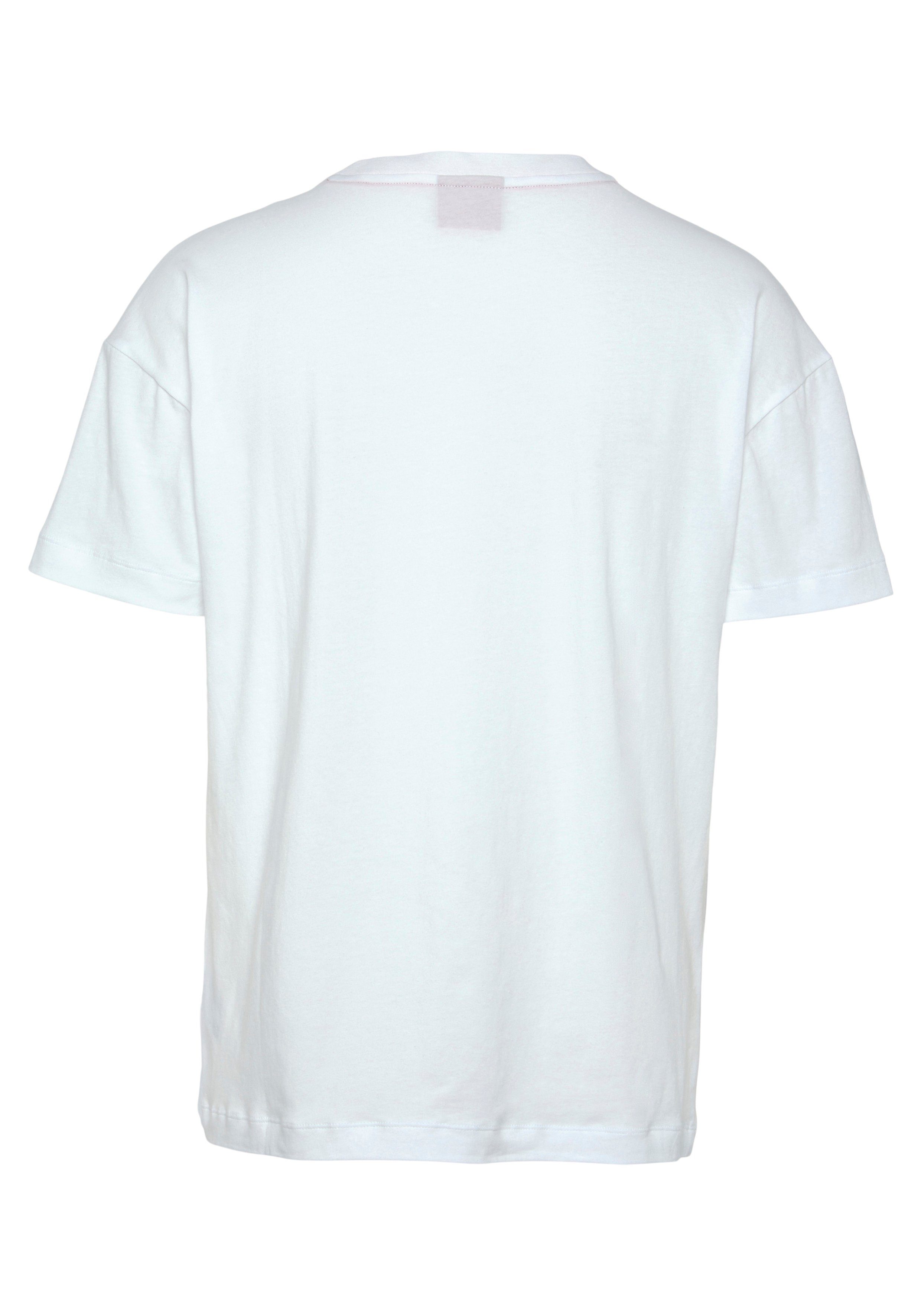 HUGO T-Shirt Hero T-Shirt mit der HUGO-Schriftzug Brust kontrastfarbenem auf