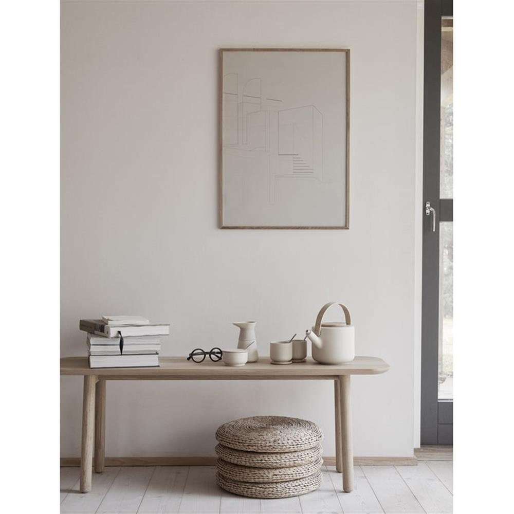 Stelton Teekanne Theo - Sand, 1,25 l, aus Steingut, Beige, rustikal, mit Bambus-Griff