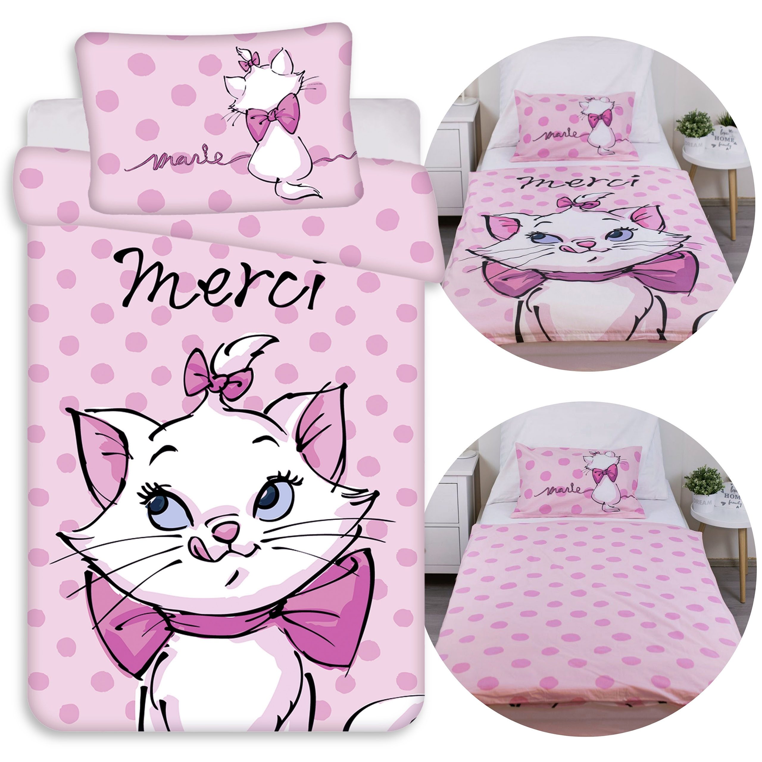 Sarcia.eu Kinderbettwäsche DISNEY Katze Marie Mädchenbettwäsche, 100 x 135 + 40 x 60 cm