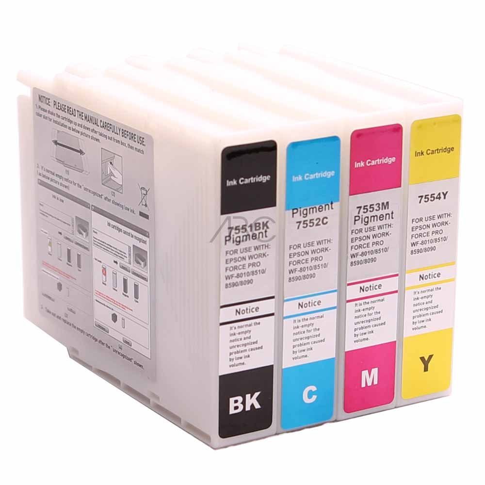 ABC Tintenpatrone (Kompatibles Set 4x Patrone für Epson Workforce WF-6530MFP WF-8000, WF8090DTWC WF8090D3TWC WF8510DWF WF8590DWF WF8590DTWF WF8590D3TWF WF85)
