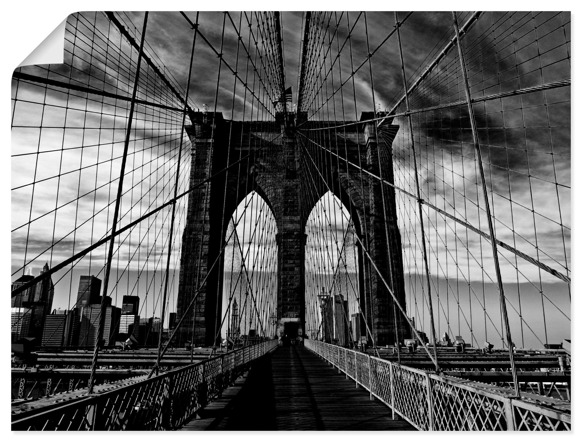 Artland Wandbild Brooklyn Bridge - schwarz/weiss, Brücken (1 St), als Alubild, Outdoorbild, Leinwandbild, Poster in verschied. Größen