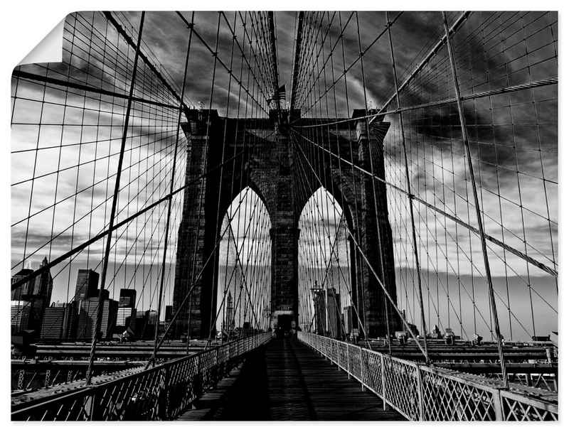 Artland Wandbild Brooklyn Bridge - schwarz/weiss, Brücken (1 St), als Alubild, Outdoorbild, Leinwandbild, Poster in verschied. Größen