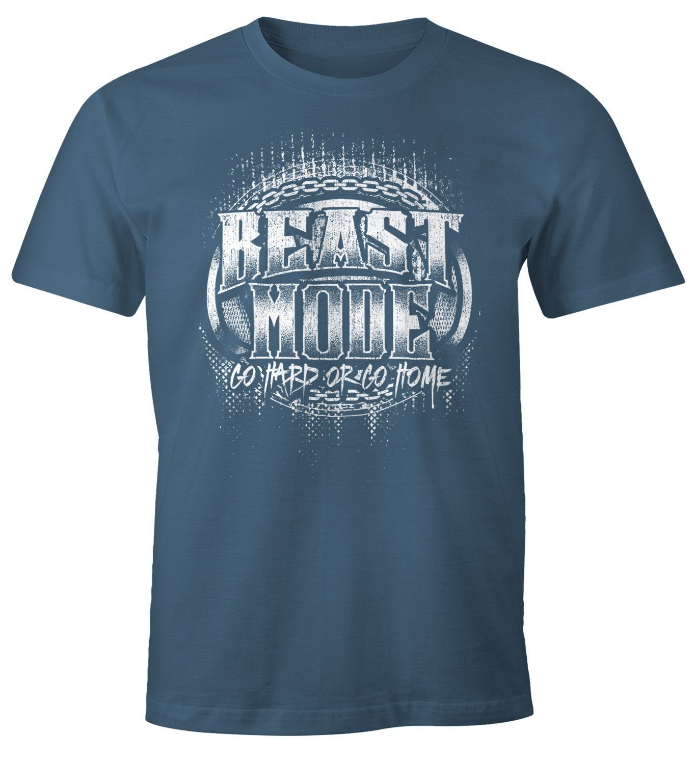 MoonWorks Print-Shirt Herren T-Shirt Beast Mode Moonworks® mit Print blau