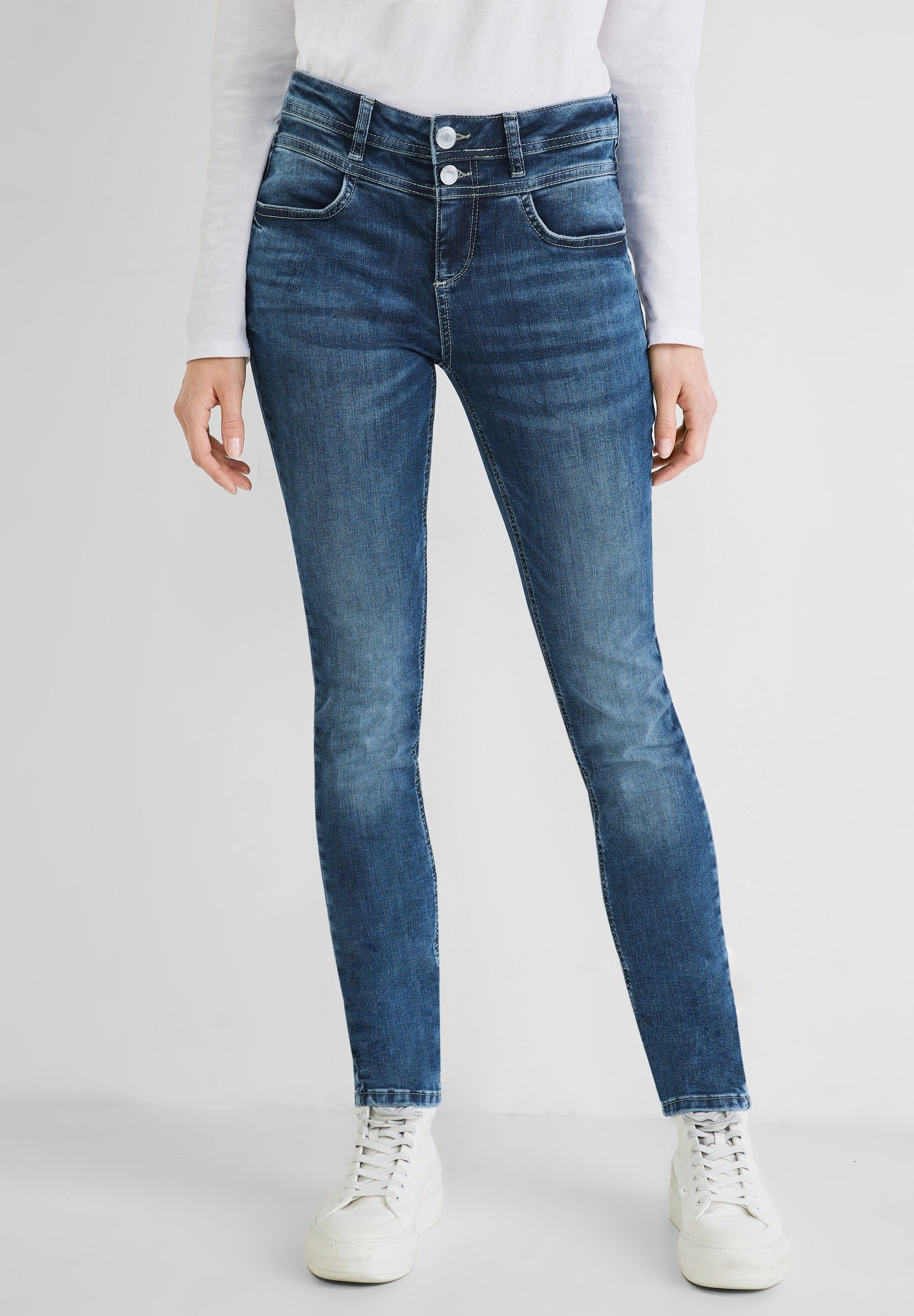Slim Jeans Fit STREET Indigo Wash-30er ONE Taschen (1-tlg) in Läng One Street Slim-fit-Jeans