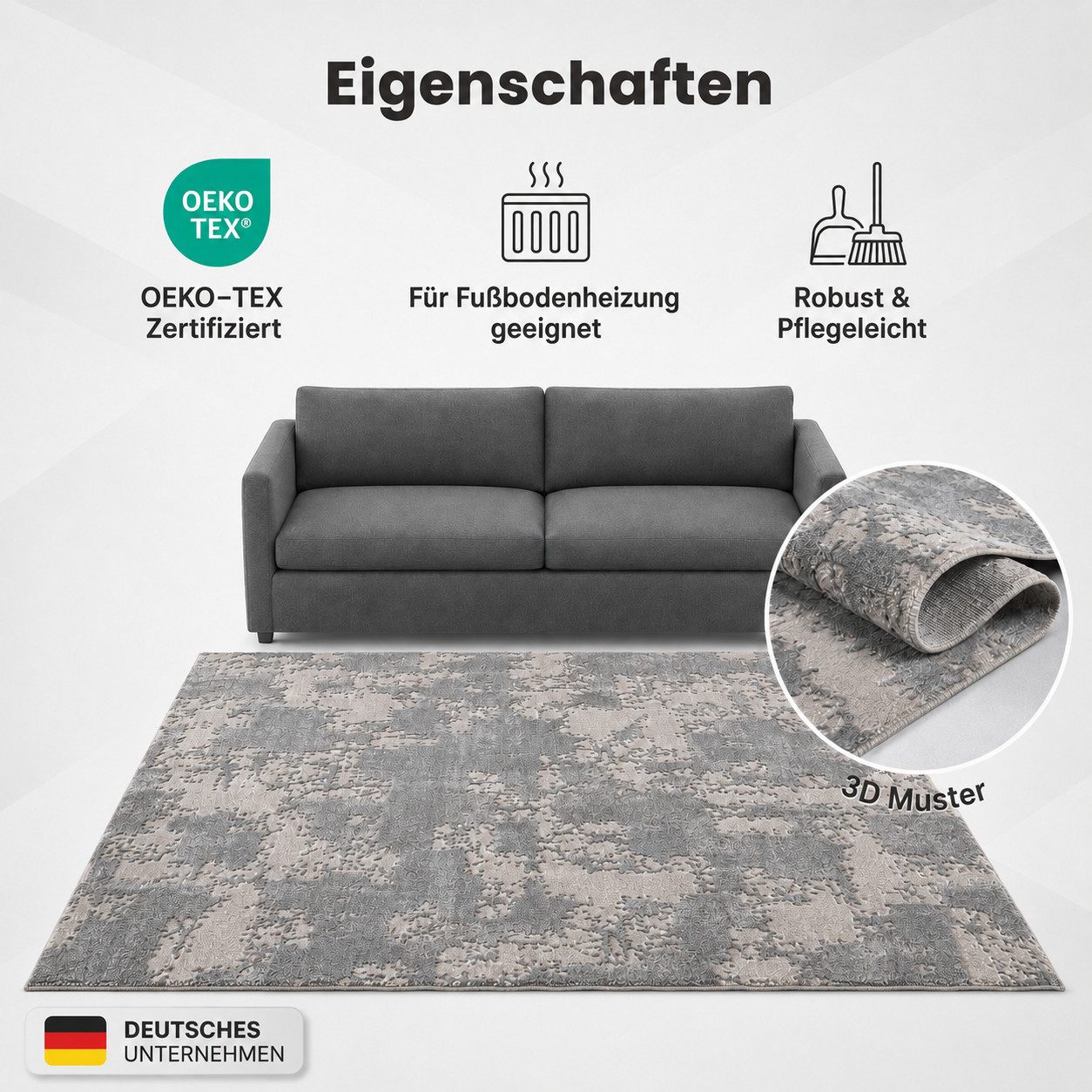 Carpetilla Designteppich Teppich Wohnzimmer Carpetilla abstrakt 3d Modern Creme, Rechteckig, Höhe: 10 mm, Wohnzimmer Hoch&Tief Effekt Modern