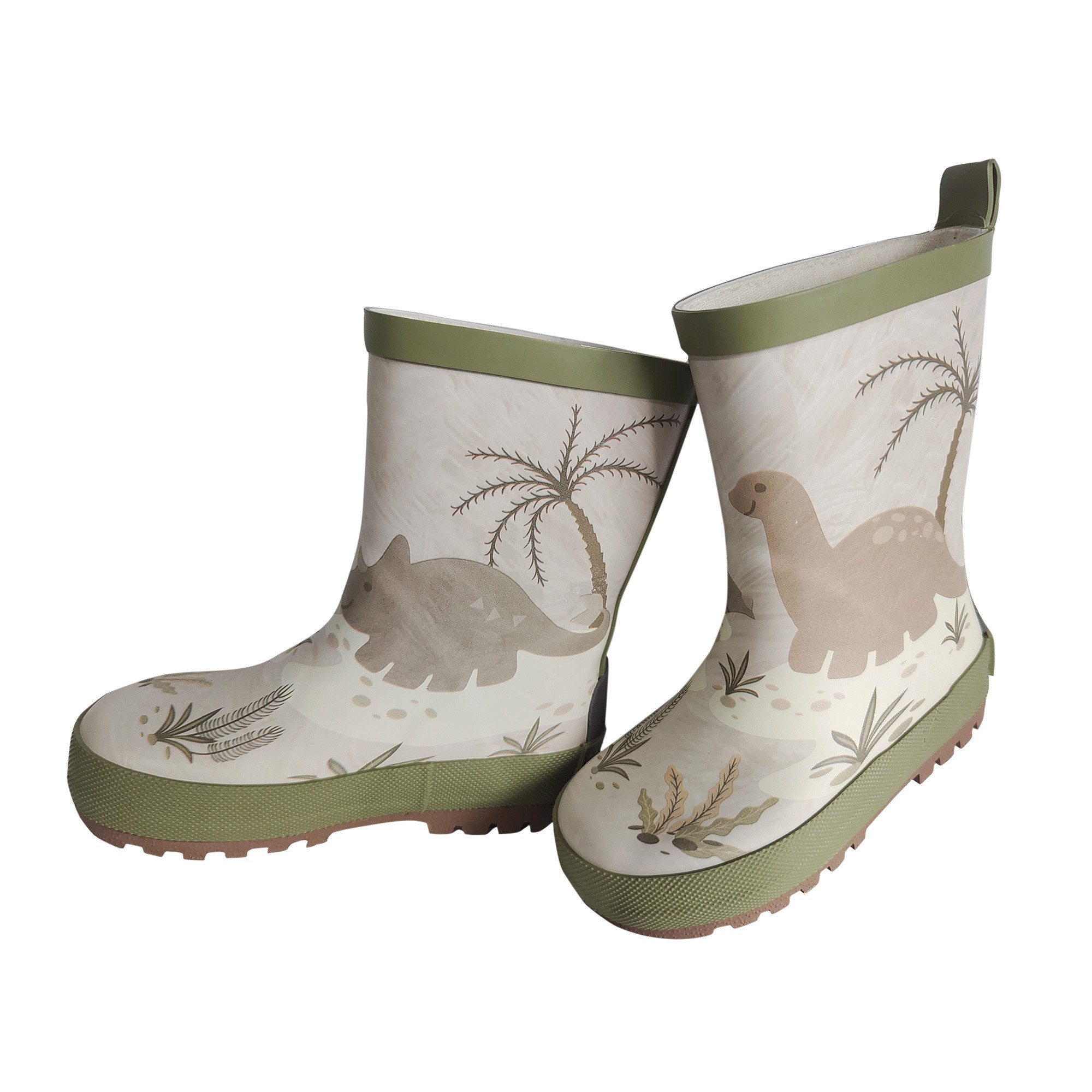 MAXIMO Gummistiefel Dinosaurier Fotoprint, gepatcht, Reflekt 3M, Jerseyfutter Gummistiefel (2-tlg)