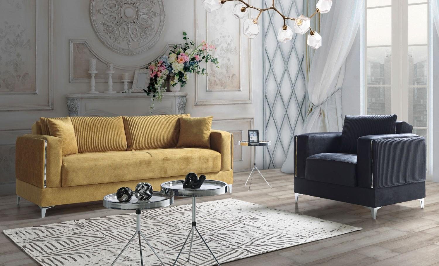 JVmoebel Sofa Sofagarnitur 3+1 Sitzer Modern Relax Sessel Modern Stil 2tlg Luxus, Made In Europe