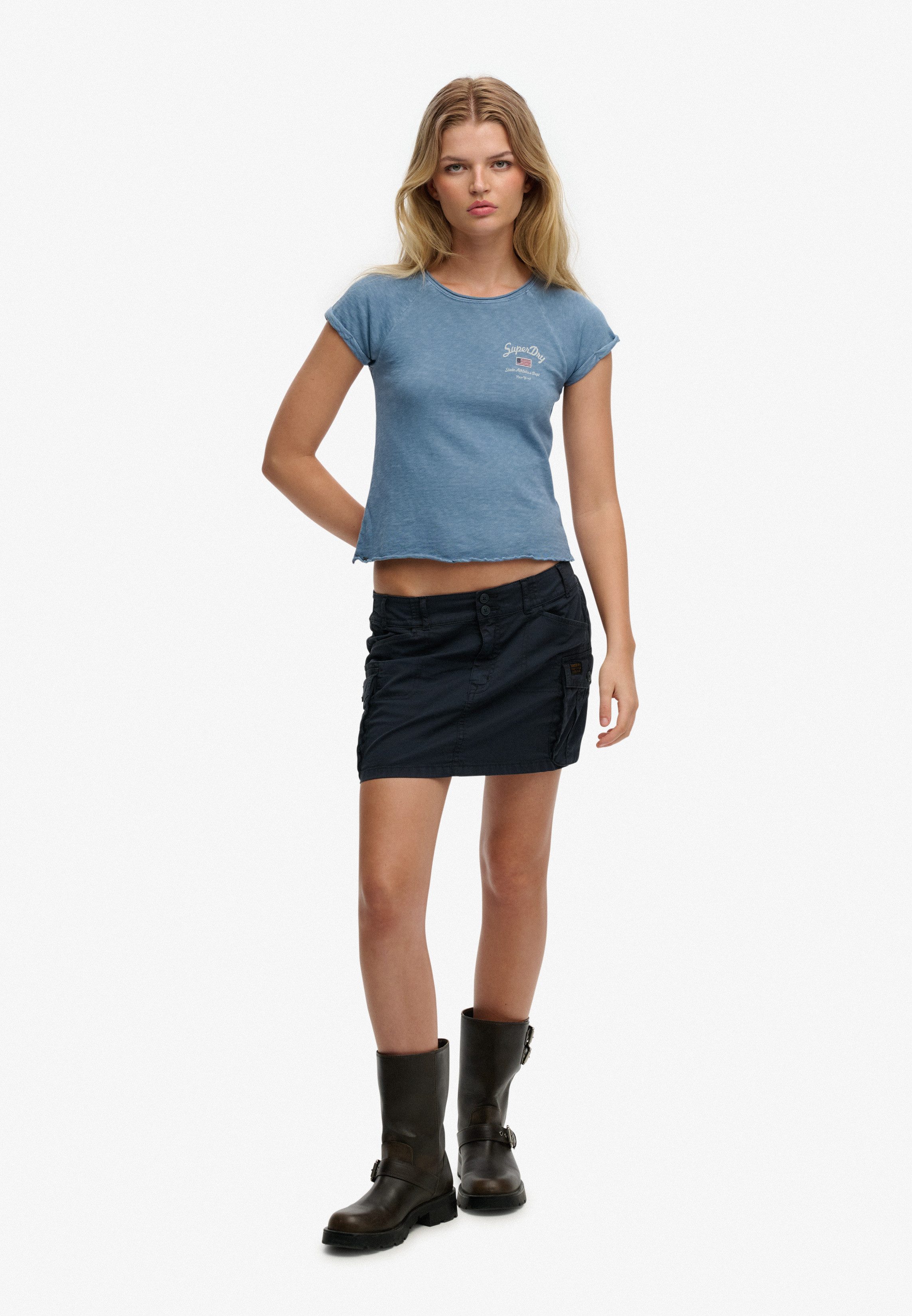 Superdry Kurzarmshirt ATH ESS SLUB GRAPHIC TEE Baumwolle, skinny fit – Bild 5 von 5