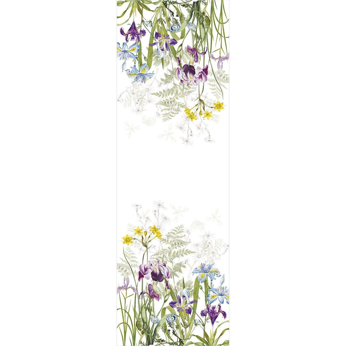 Garnier Thiebaut Tischläufer Tischläufer Iris d'hiver Blanc 50x155 cm, bedruckt