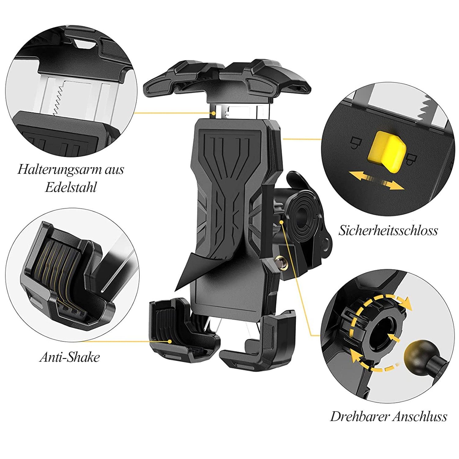 TUWENA Mobile Phone Holder for Motorcycle and Bicycle, 360° Rotation, Compatible with iPhone and Samsung Smartphones (up to 7 inches, for iPhone, Samsung, Huawei, and Xiaomi series phones, 360° Adjustable)