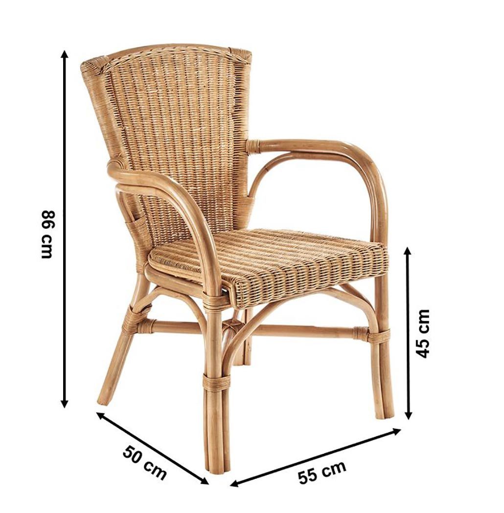 Kobolo 4-Fußstuhl Sessel Stuhl YORK aus Rattan natur mit Armlehnen (aus Rat günstig online kaufen