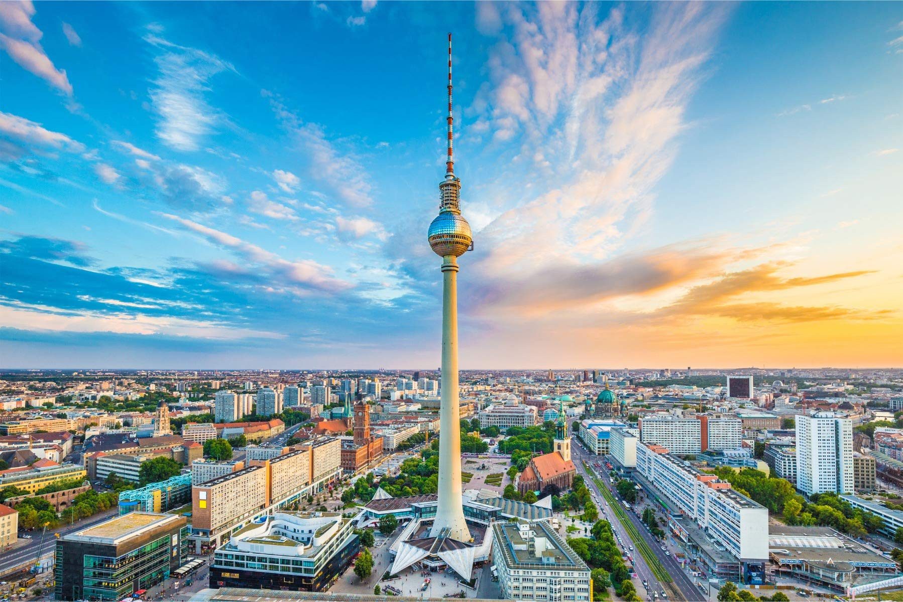 Muralo Fototapete Städte – Fototapete Wandtapete Vlies Wanddeko Wohnzimmer, bedruckt, Stadt – Berlin – Gebäude, 90 x 60 cm, Vlies