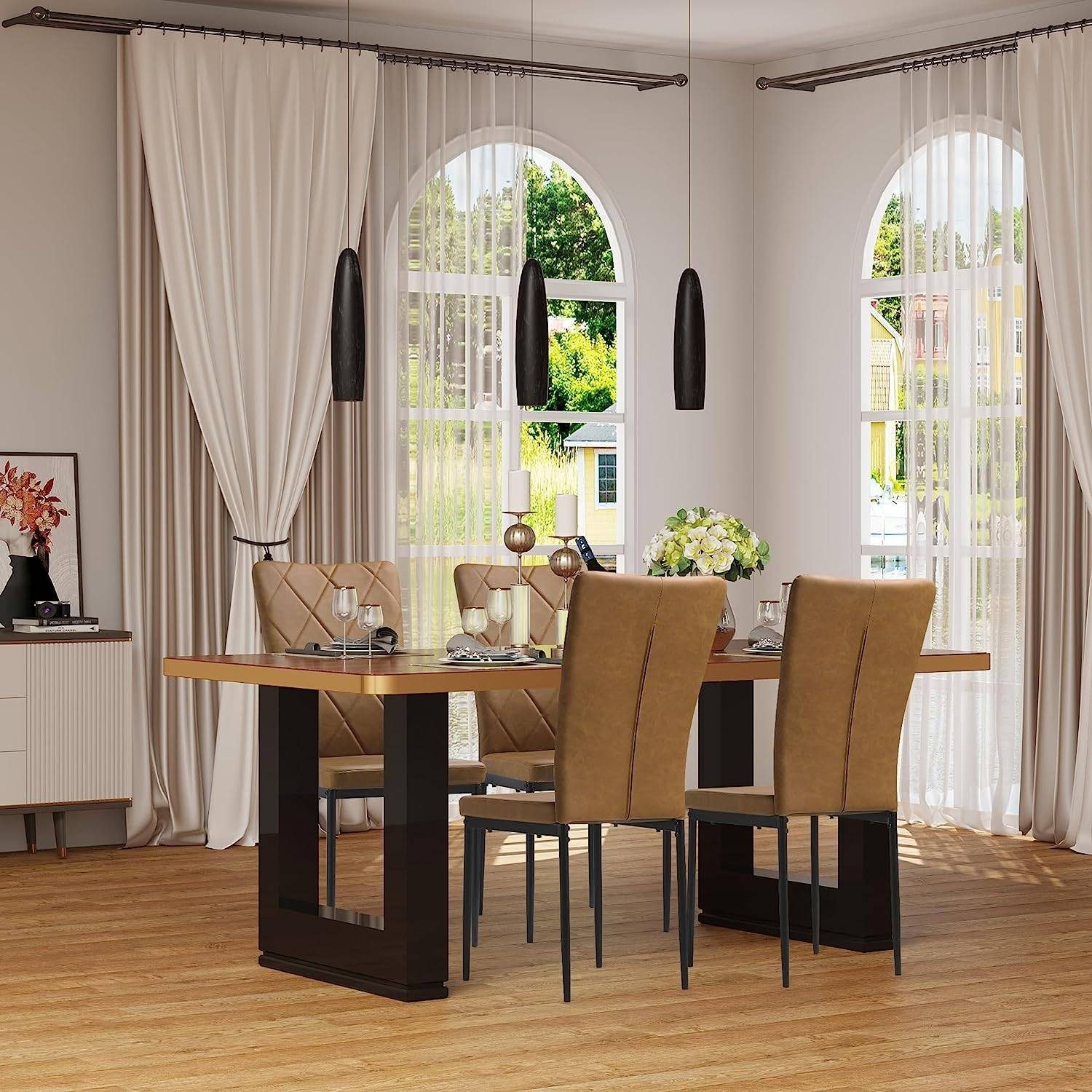 Woltu Esszimmerstuhl (Set, 4 St), Küchenstuhl Kunstleder, mit hoher Rückenl günstig online kaufen