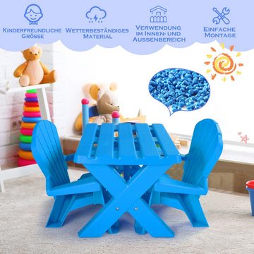 COSTWAY Kindersitzgruppe, 2 Stühle & 1 Tisch, stapelbar & platzsparend, Kunststoff