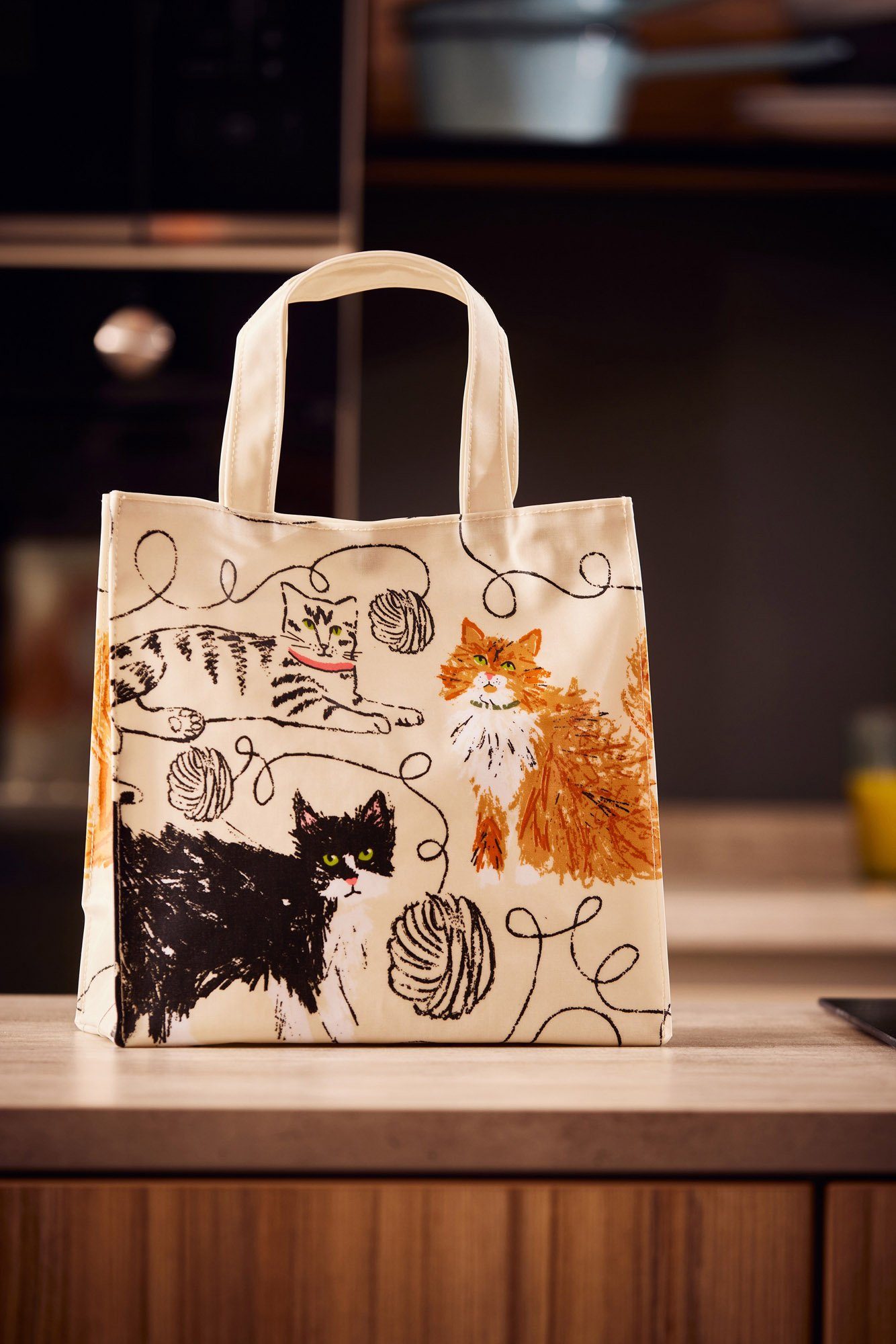 Ulster Weavers Einkaufsbeutel Feline Friends, Einkaufstasche Small ca.26x26x11cm Baumwolle mit PVC-Beschichtung