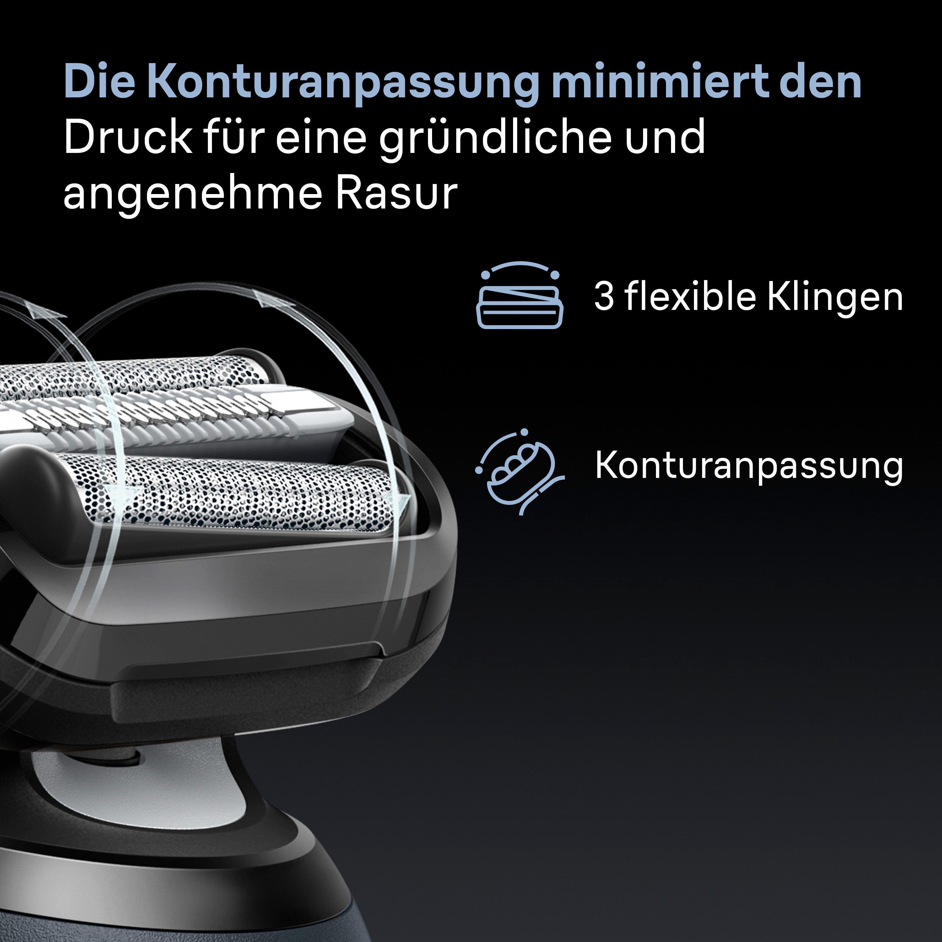 Braun Elektrorasierer Series 6 62-G1650s, Aufsätze: 2, 100% wasserdicht, +2 Aufsätze, bis zu 60 Min Akku, Made in Germany grau