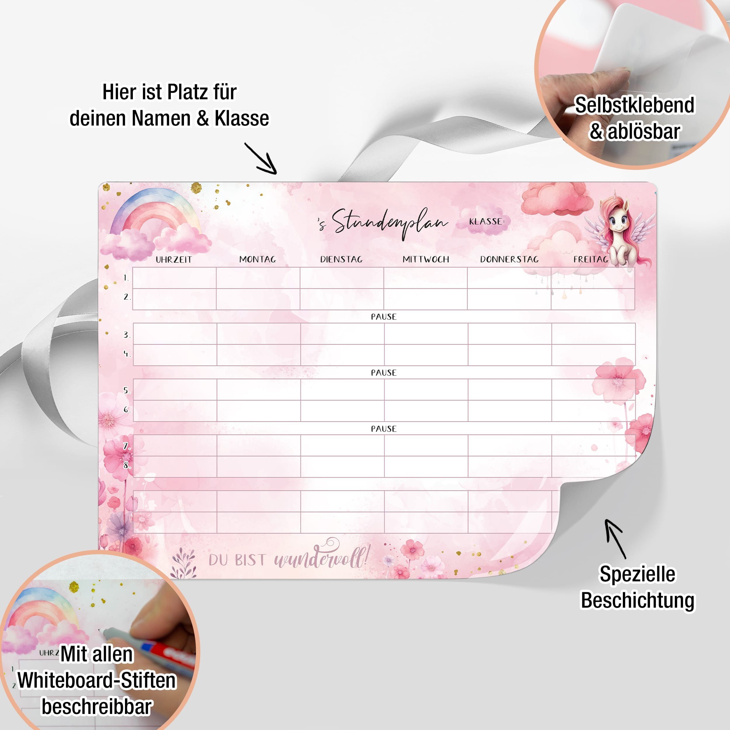 TOBJA Wandtafel Einzigartiger Stundenplan Einhorn - günstig online kaufen