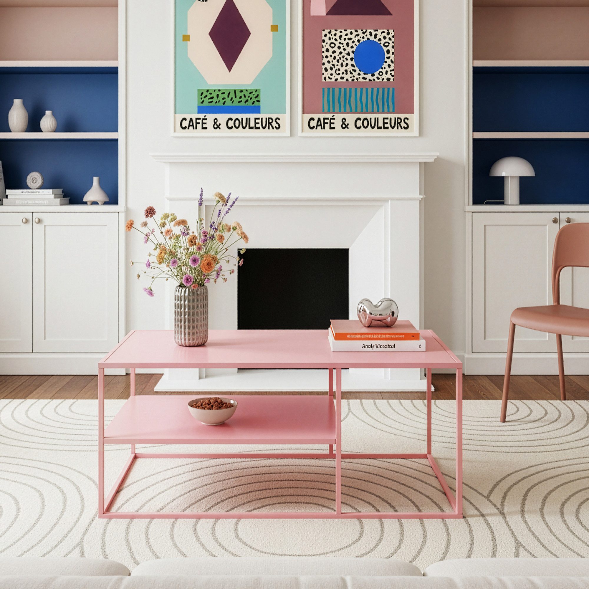 en.casa Couchtisch, »Solund« Beistelltisch Stahl 45x90x60 cm Rosa günstig online kaufen