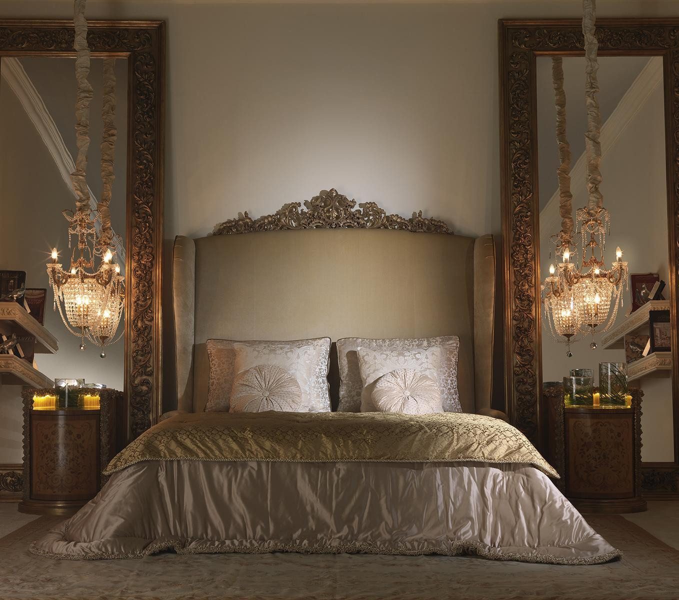 Xlmoebel Bett Chesterfield Königliches Bett mit großem Kopfteil im Barock (1-tlg., Bettkopfteil), Hergestellt in Europa