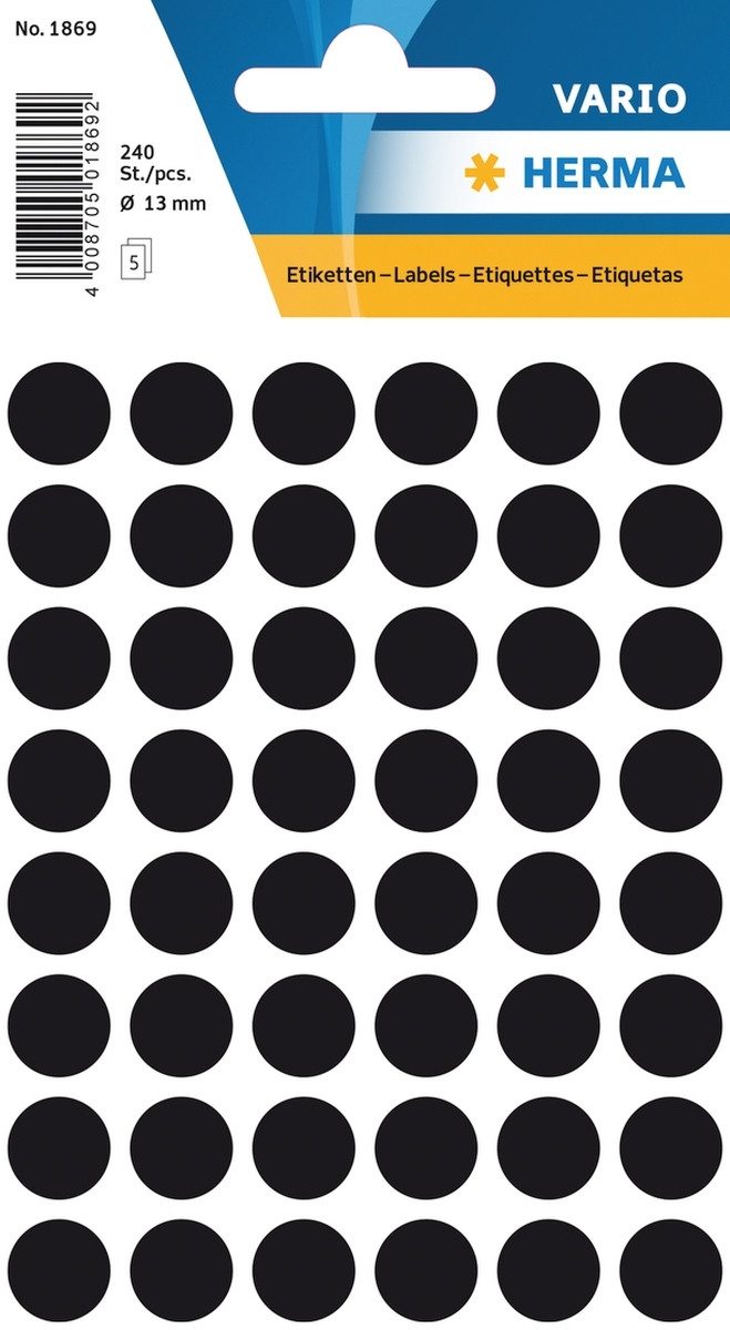 HERMA Etiketten Vielzweck-Etiketten 13mm schwarz VE=240 Stück