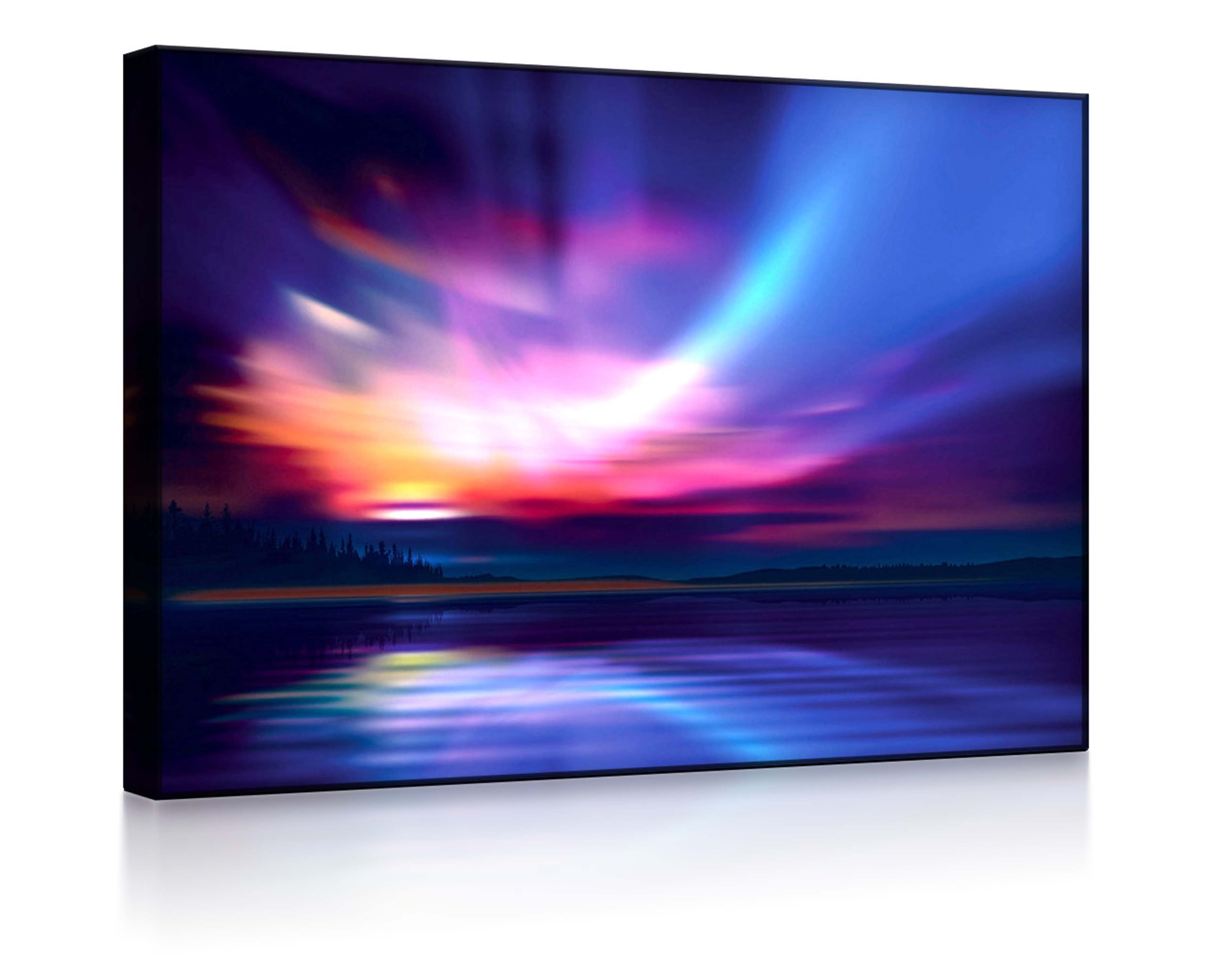 lightbox-multicolor LED-Bild Nordische Polarlichter front lighted / 60x40cm, Leuchtbild mit Fernbedienung