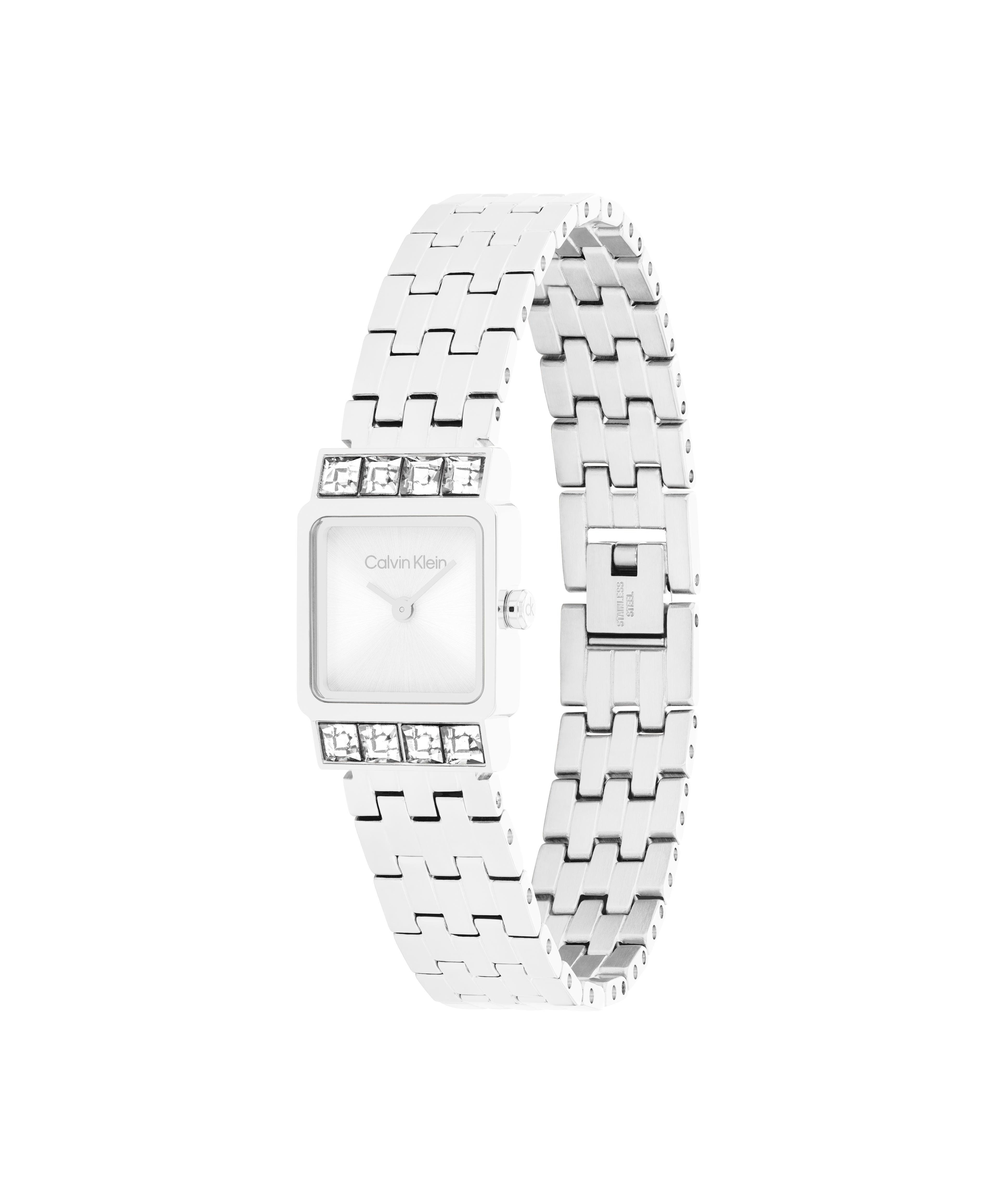 Calvin Klein Quarzuhr Poise 25100161, Armbanduhr, Damenuhr, Edelstahlarmband, analog, Glaskristalle