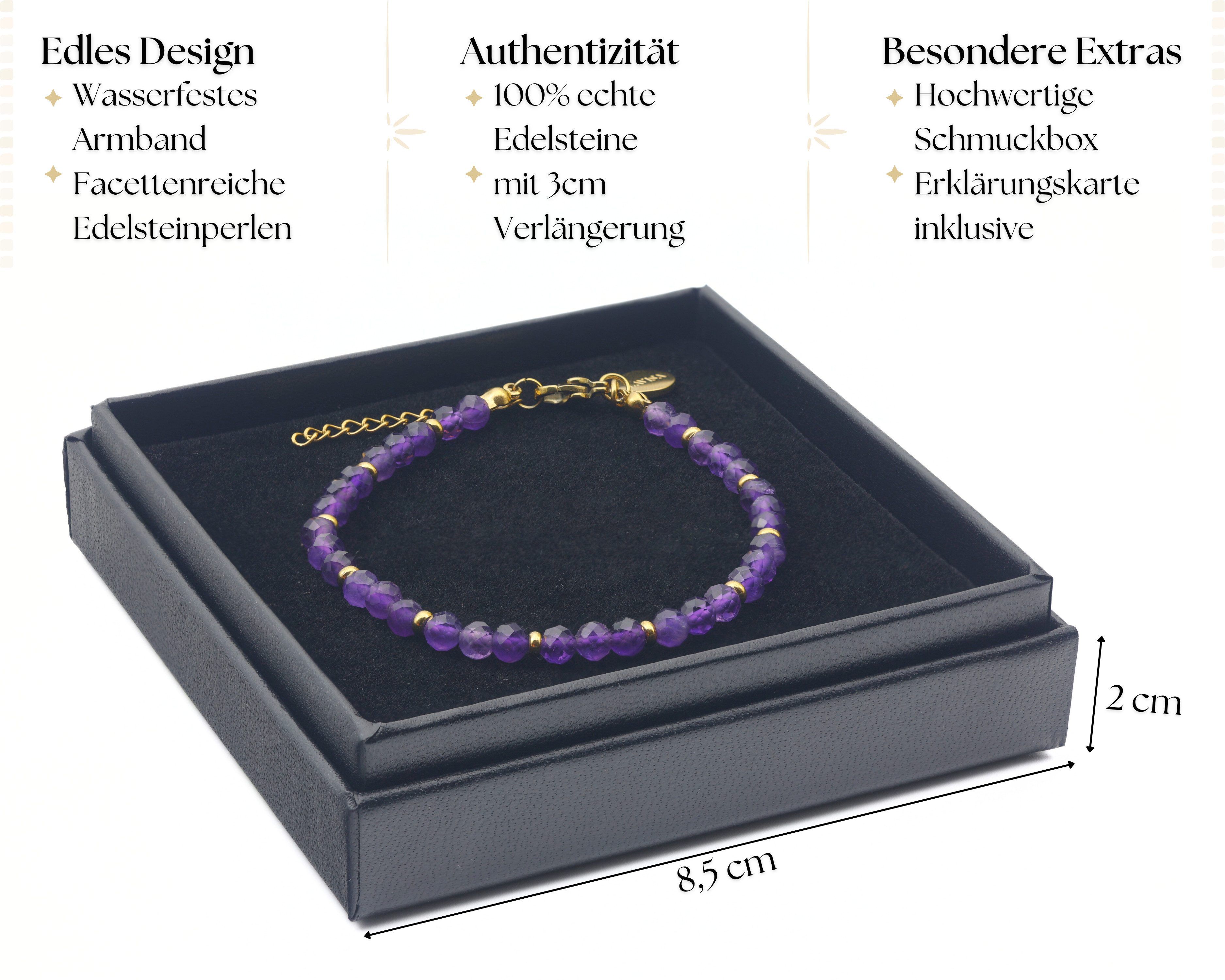 LAVISA Armband Edelstein Armband - 4mm Naturstein Perlen Granat