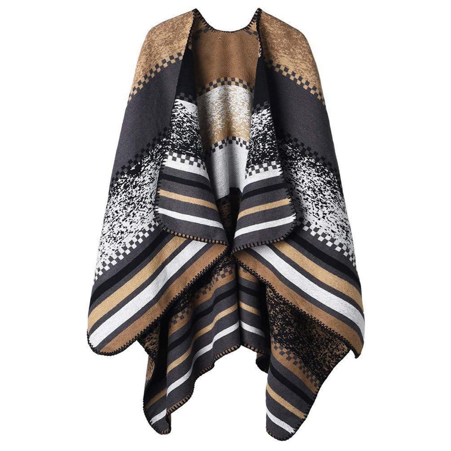 LuxusKollektion Poncho Poncho Schal Damen Winter Warm Spleissfarbe (1-St)