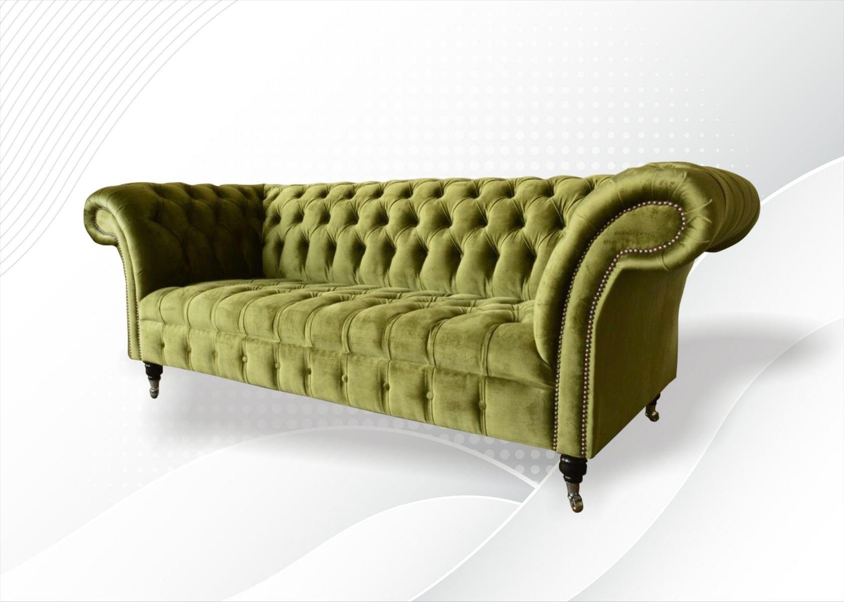 JVmoebel Chesterfield-Sofa Moderner Chesterfield Made Europe stilvoll 3-Sitzer Neu, Olivengrün 3-Sitzer in Couch