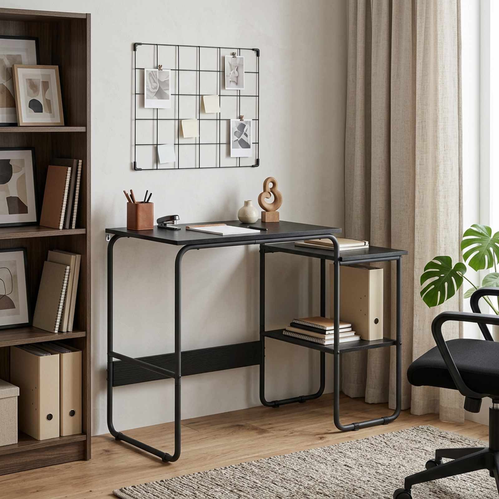 vidaXL Schreibtisch Schreibtisch mit Stauraum Schwarz Eichen-Optik 100 x 50 x 75 cm (1-St)