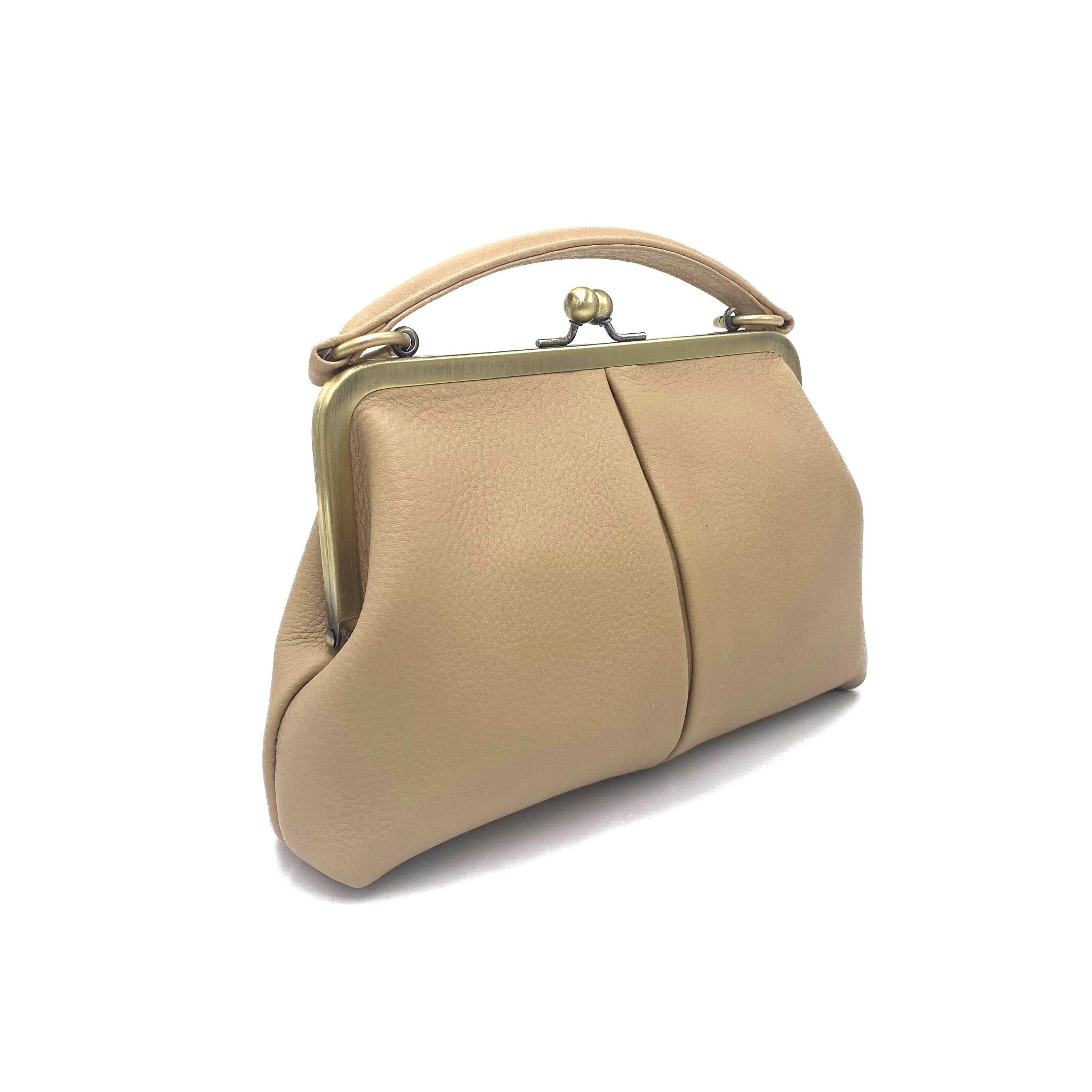 Taschenkinder Handtasche Damen Handtasche Leder "Kleine Olive", Umhängetasche, Vintage Stil., Echtleder Tasche mit Bügelverschluss